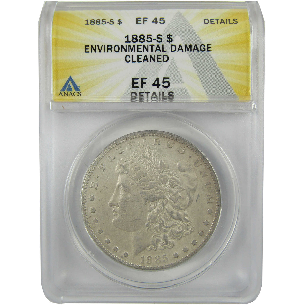 1885 S Morgan Silver Dollar EF 45 Details ANACS $1 Coin SKU:I28565