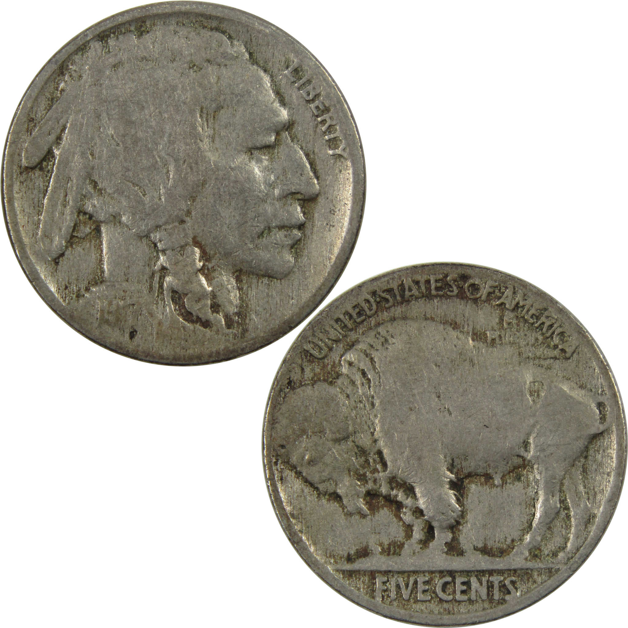 1917 Indian Head Buffalo Nickel AG About Good 5c Coin SKU:I12473