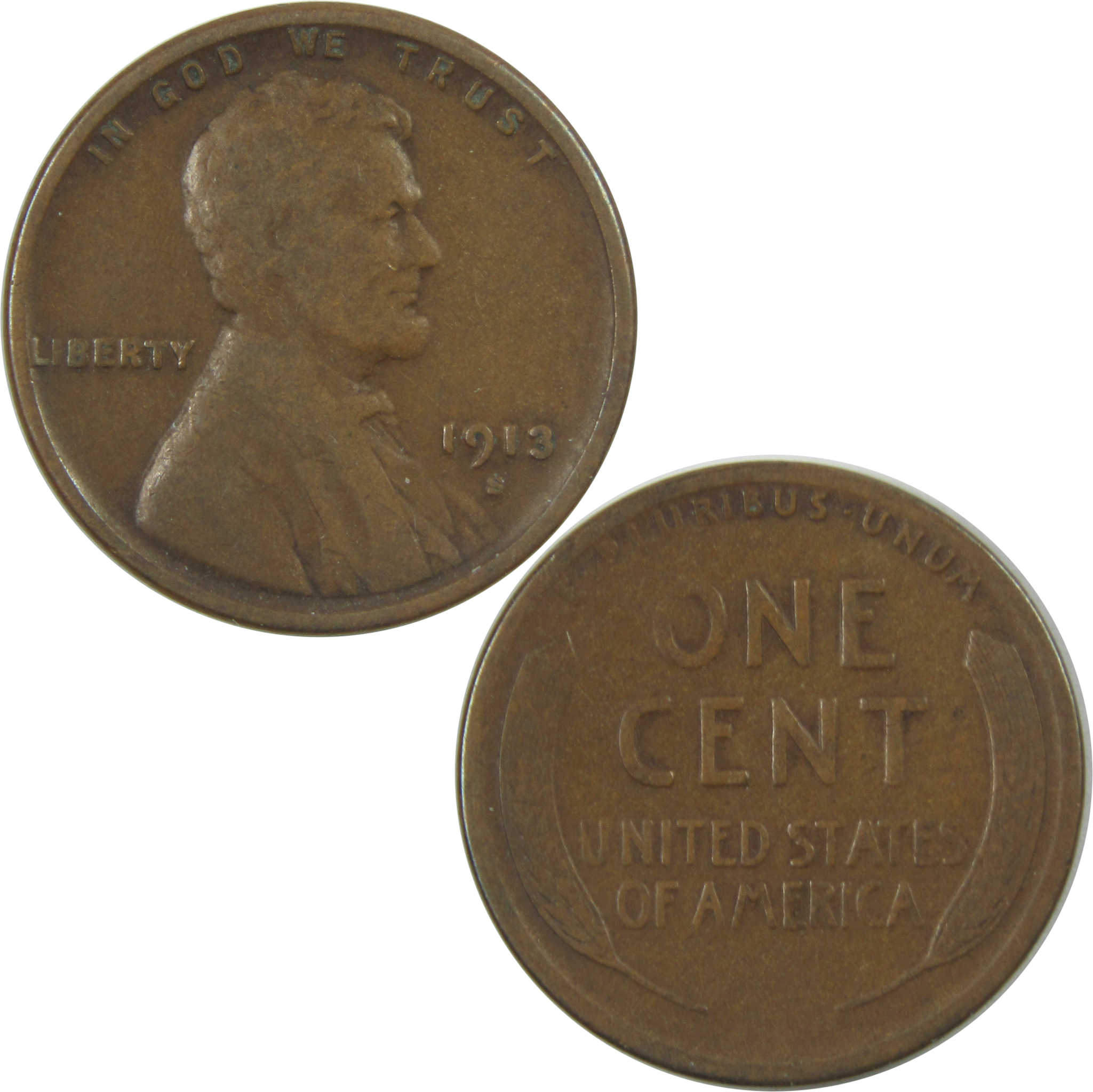 1913 S Lincoln Wheat Cent F Fine Penny 1c Coin SKU:I15425