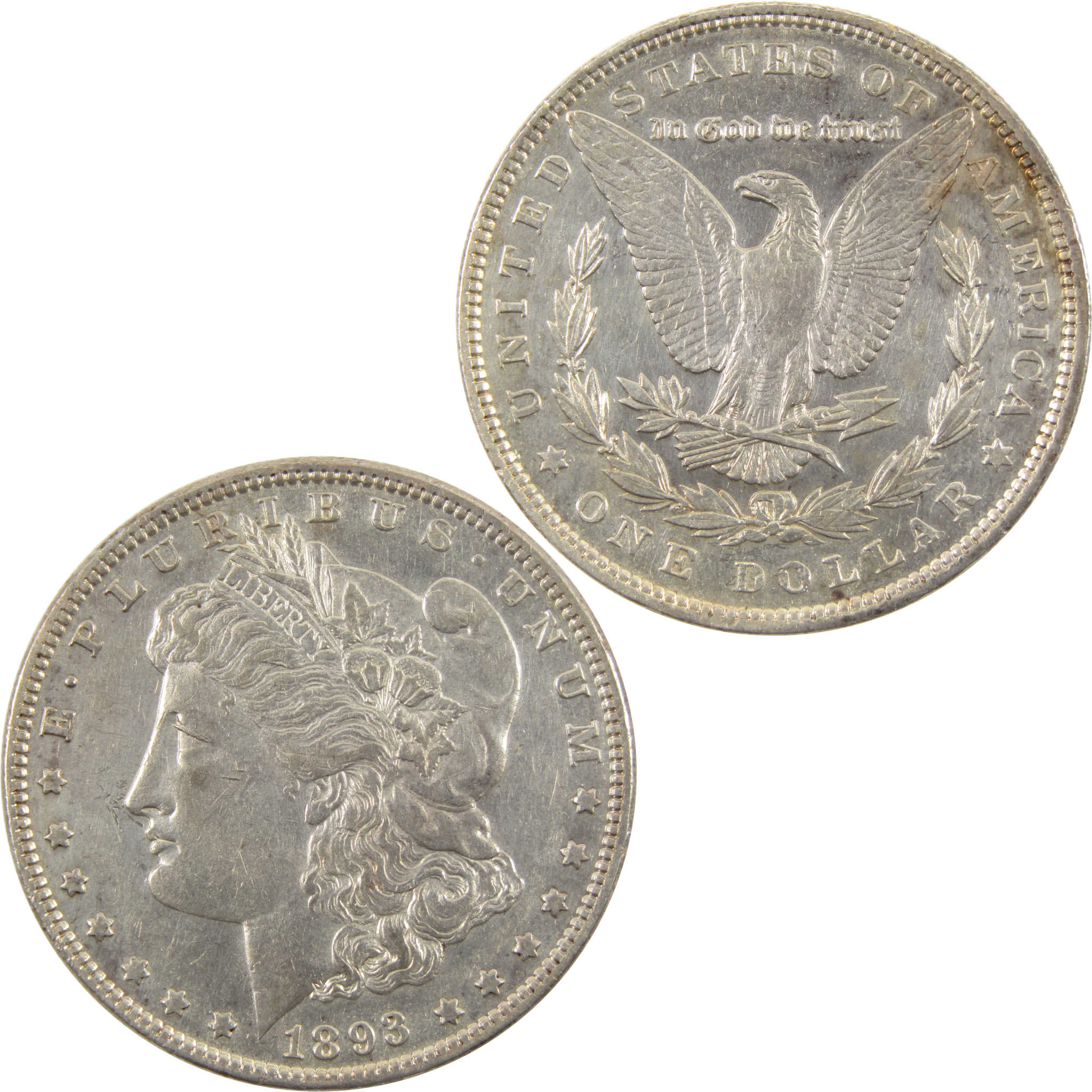 1893 Morgan Dollar AU About Unc Details 90% Silver $1 SKU:I10647 - Morgan coin - Morgan silver dollar - Morgan silver dollar for sale - Profile Coins &amp; Collectibles