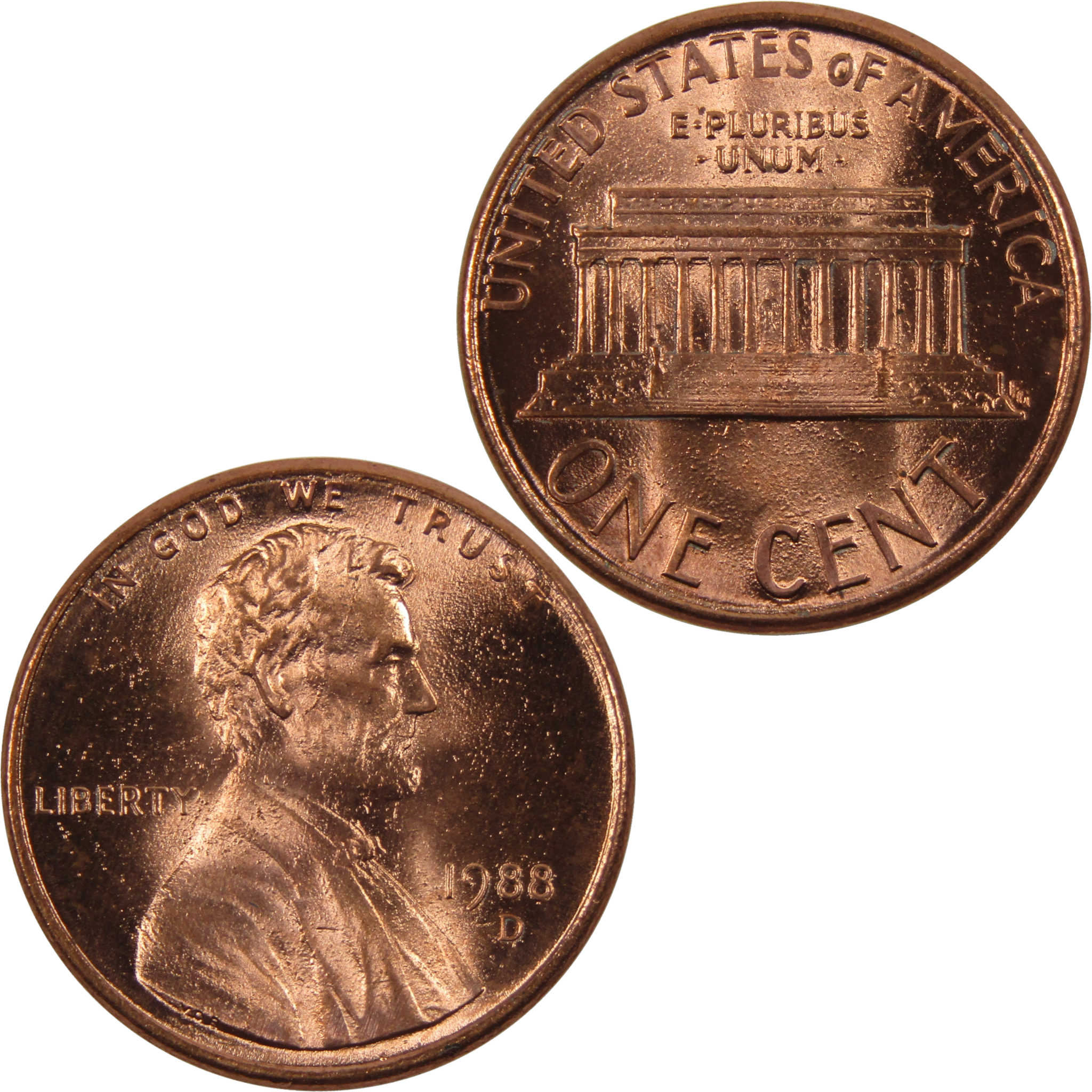 1988 D Lincoln Memorial Cent BU Uncirculated Penny 1c Coin