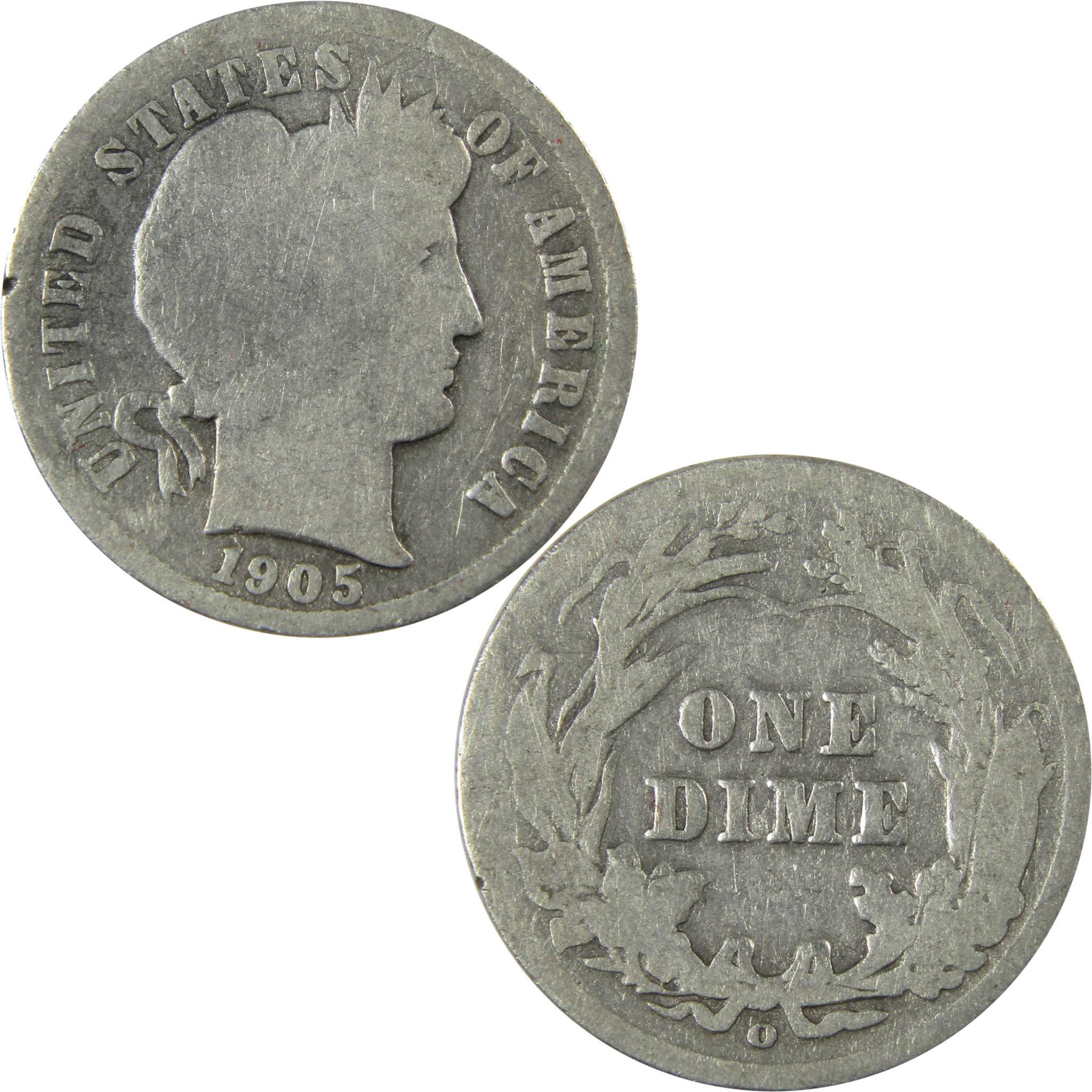 1905 O Micro O Barber Silver Dime G Good Details 10c Coin SKU:I26630