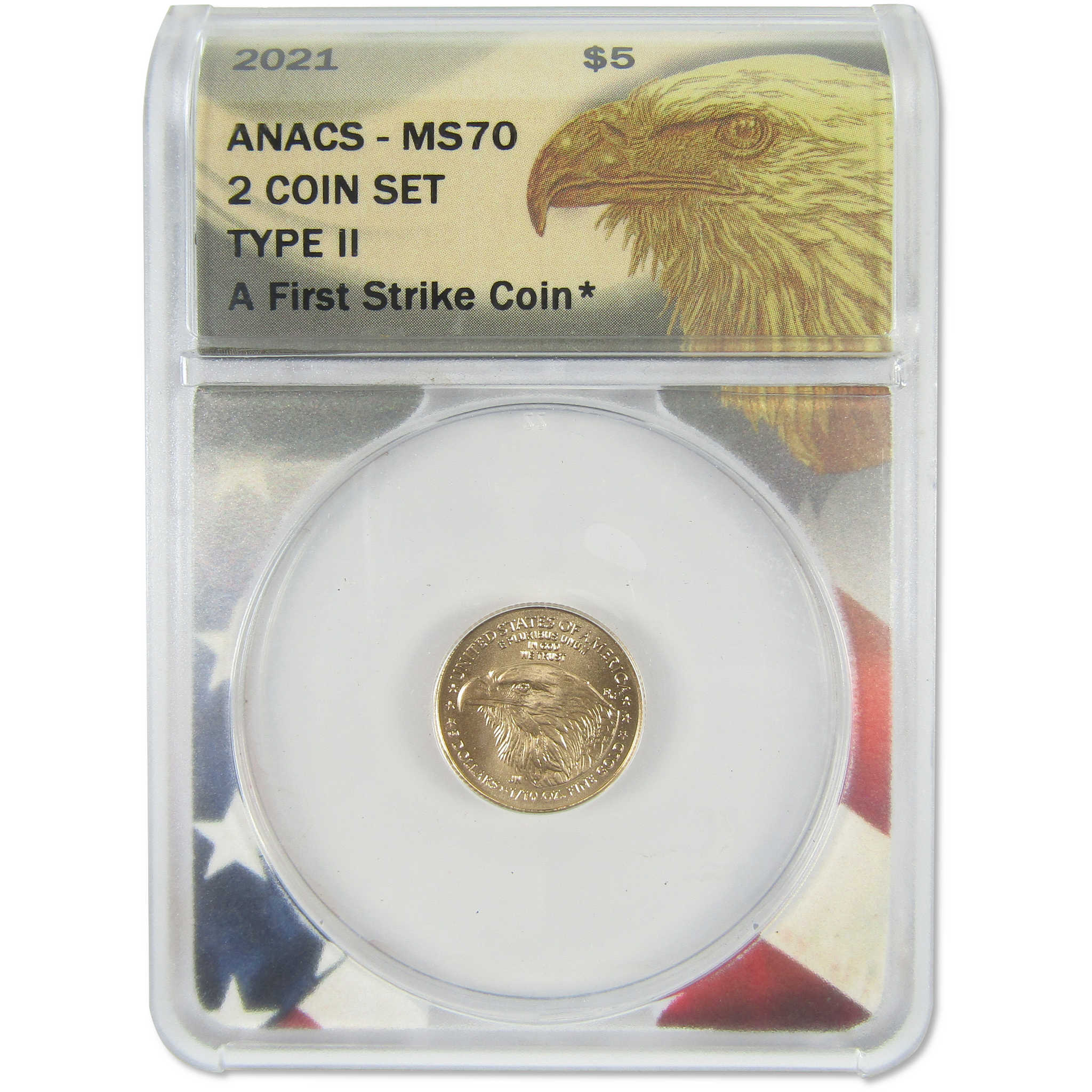 2021 Type 1 & 2 1/10 oz Gold Eagle 2 Coin Set MS 70 ANACS SKU:CPC9636