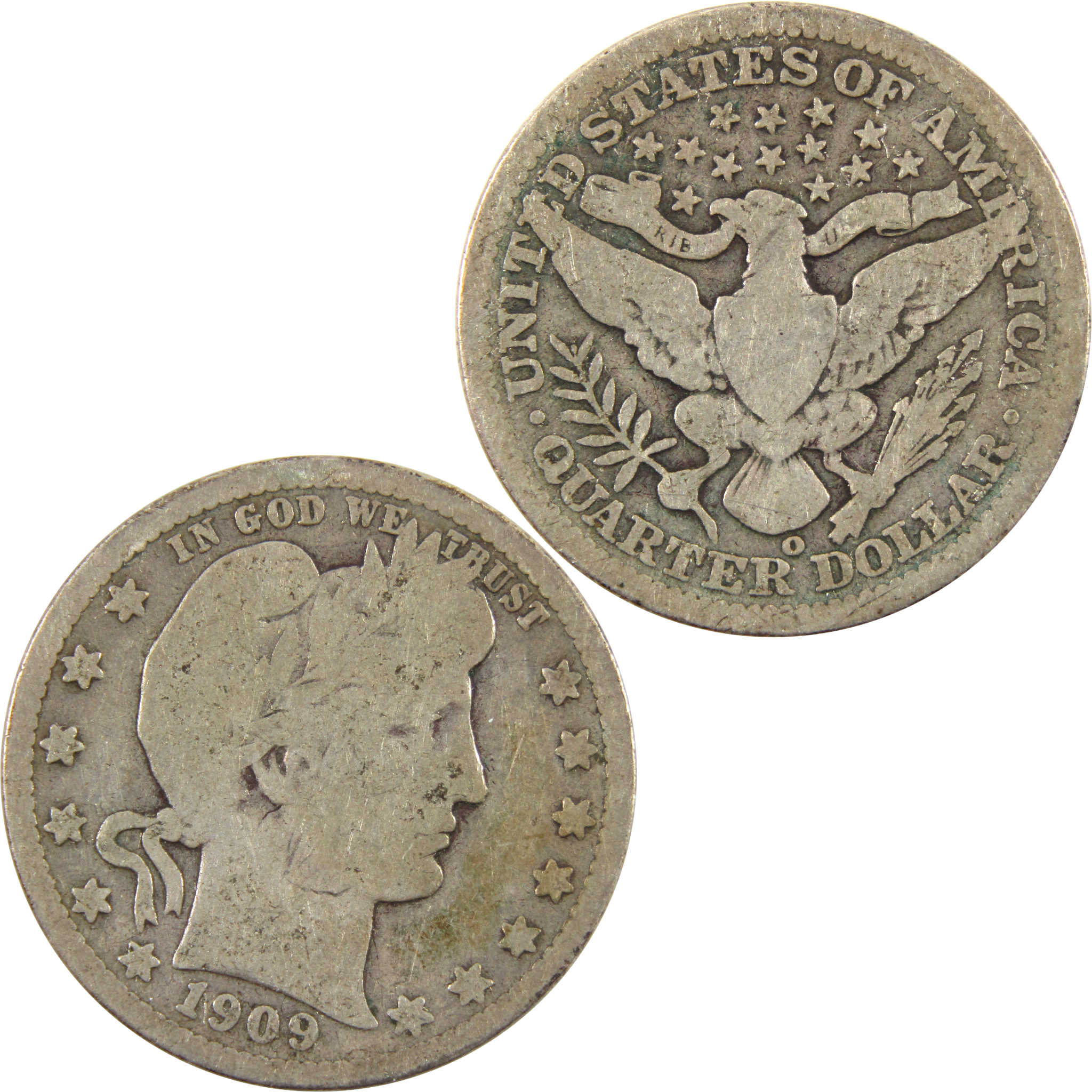 1909 O Barber Quarter G Good 0.9 Silver 25c Coin SKU:I10294