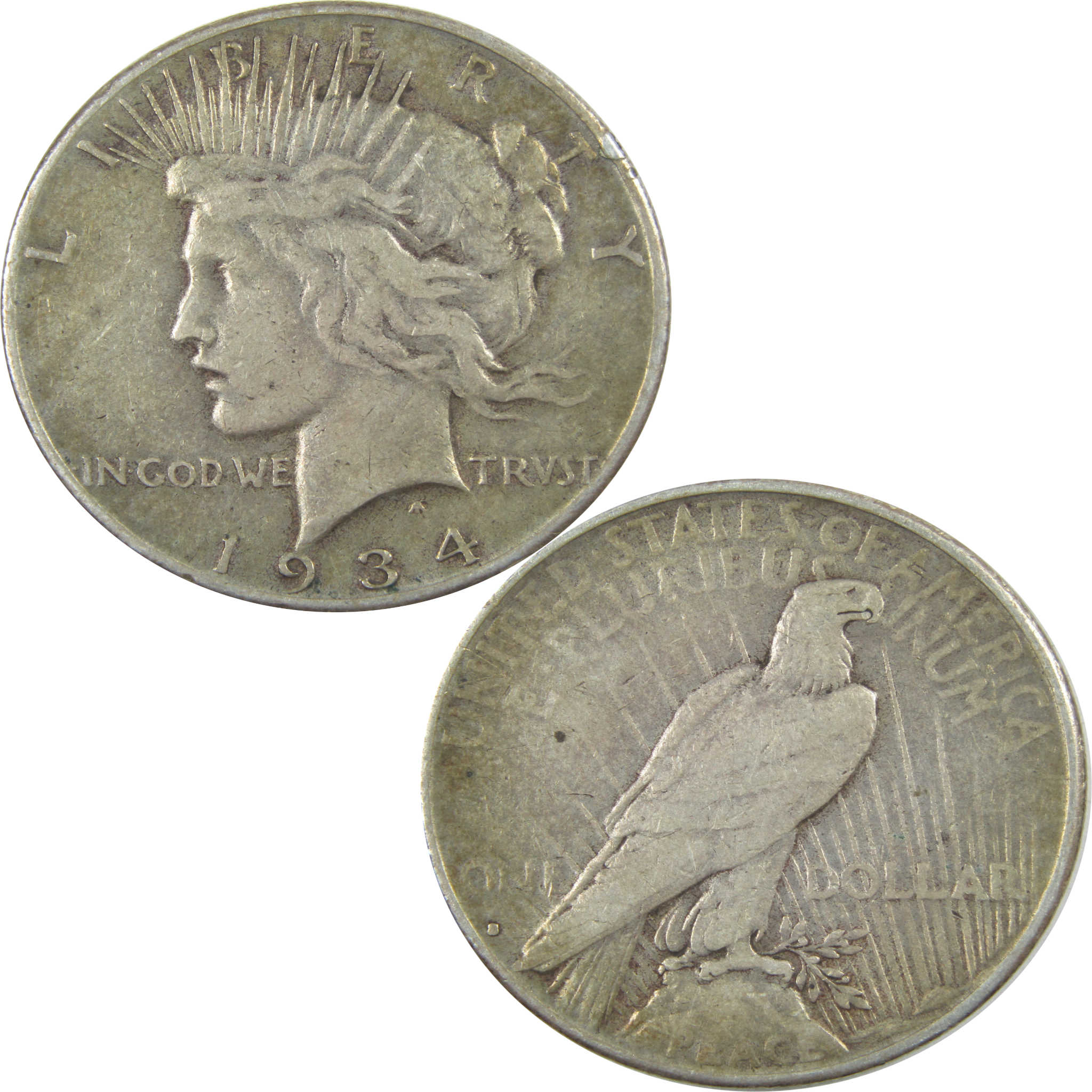 1934 D Peace Dollar VF Very Fine Silver $1 Coin SKU:I15468