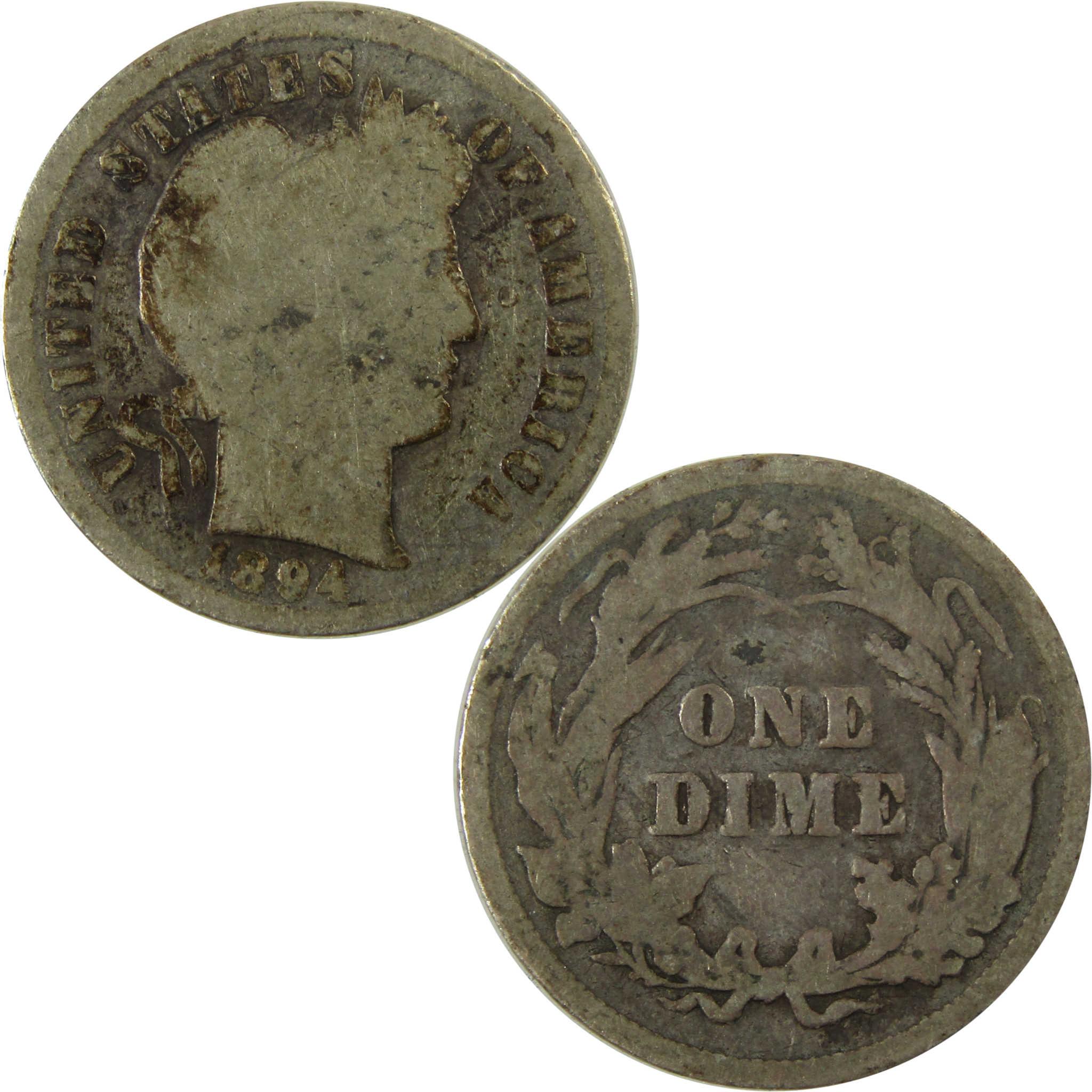 1894 Barber Silver Dime G Good 10c Coin Collectible SKU:CP1352