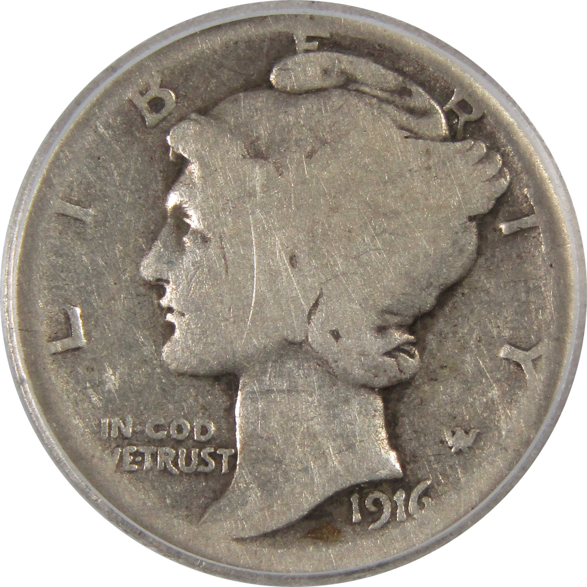 1916 D Mercury Dime AG 3 ICG 90% Silver 10c Coin SKU:I7987