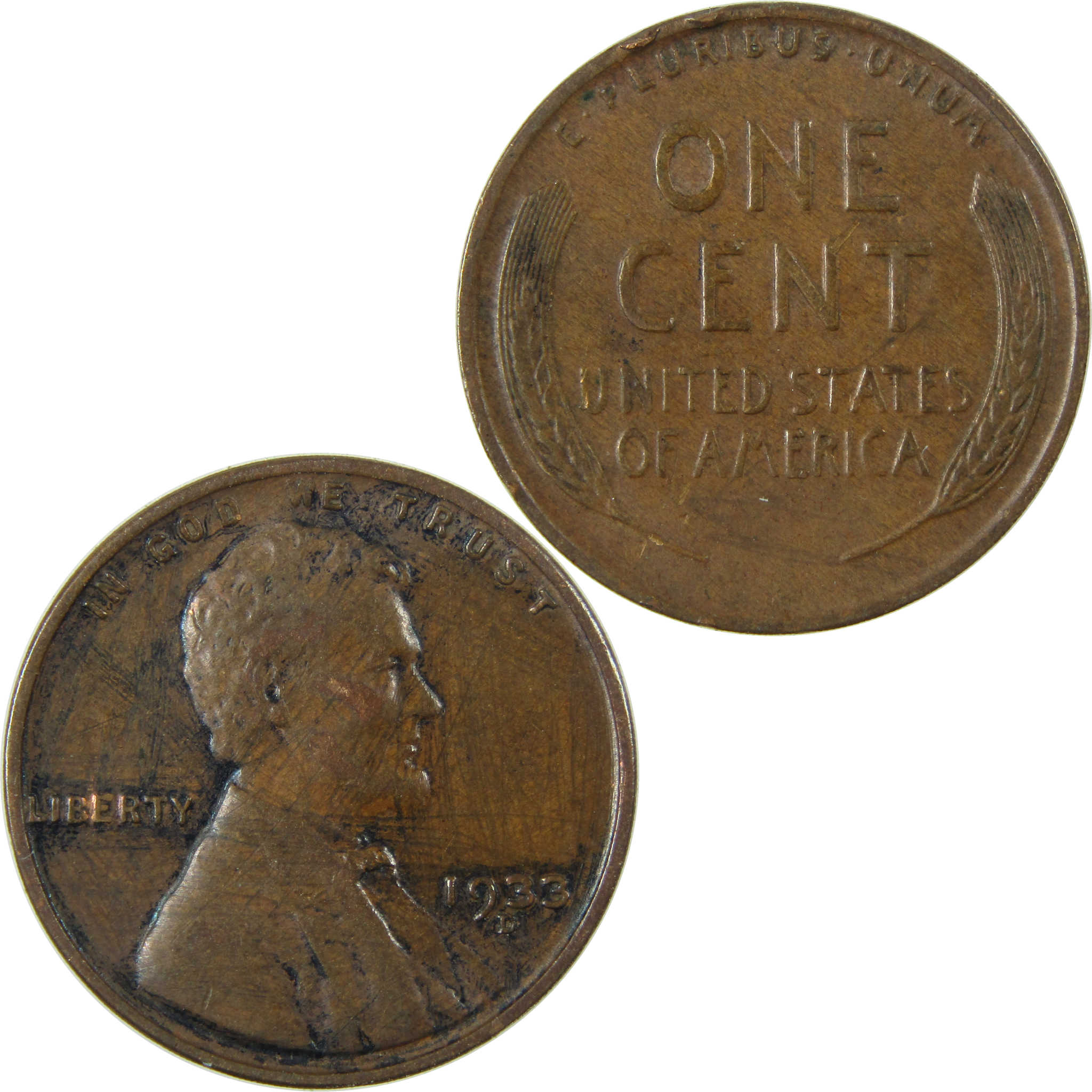 1933 D Lincoln Wheat Cent XF EF Extremely Fine Details SKU:I26871