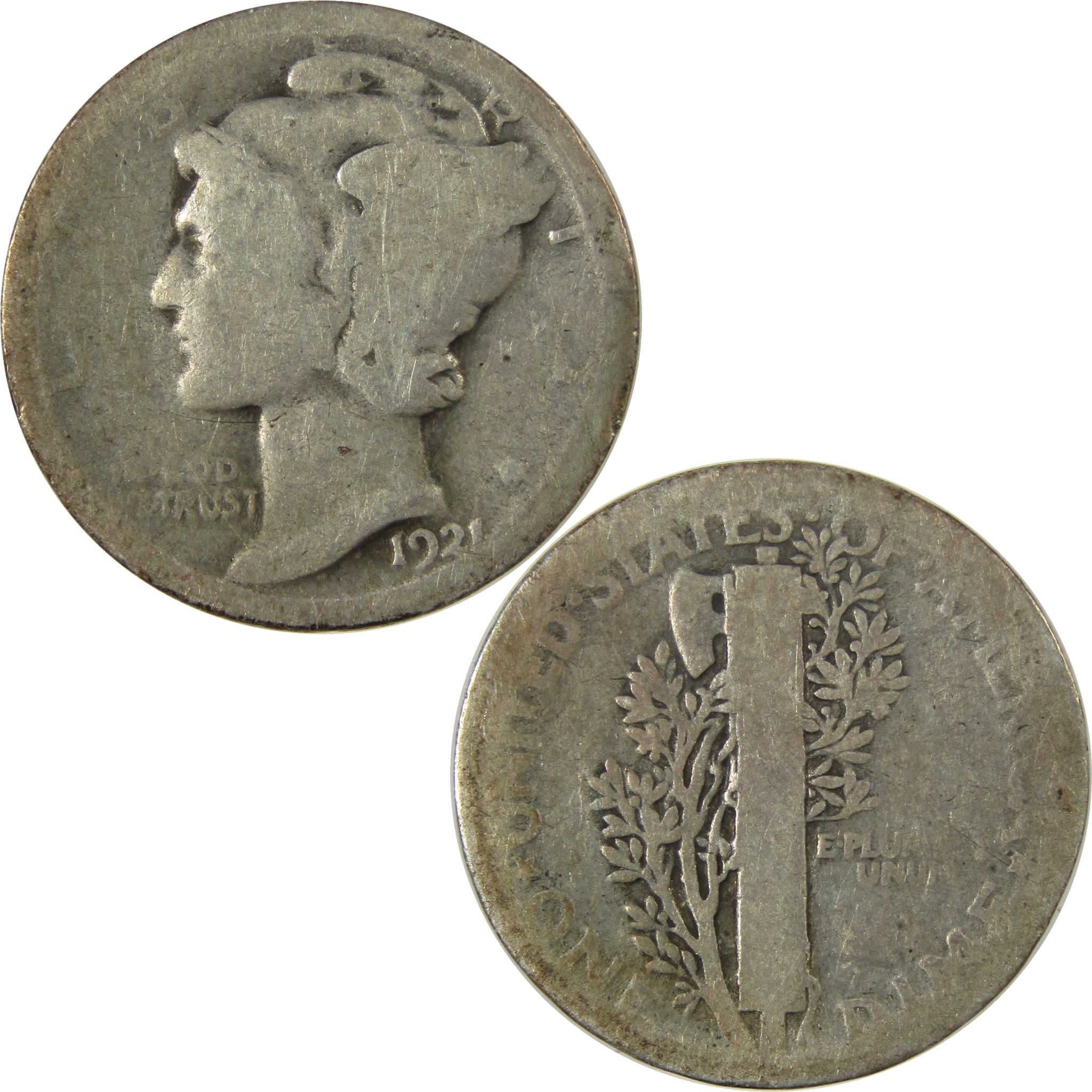 1921 Mercury Silver Dime G Good Details 10c Coin SKU:I28238