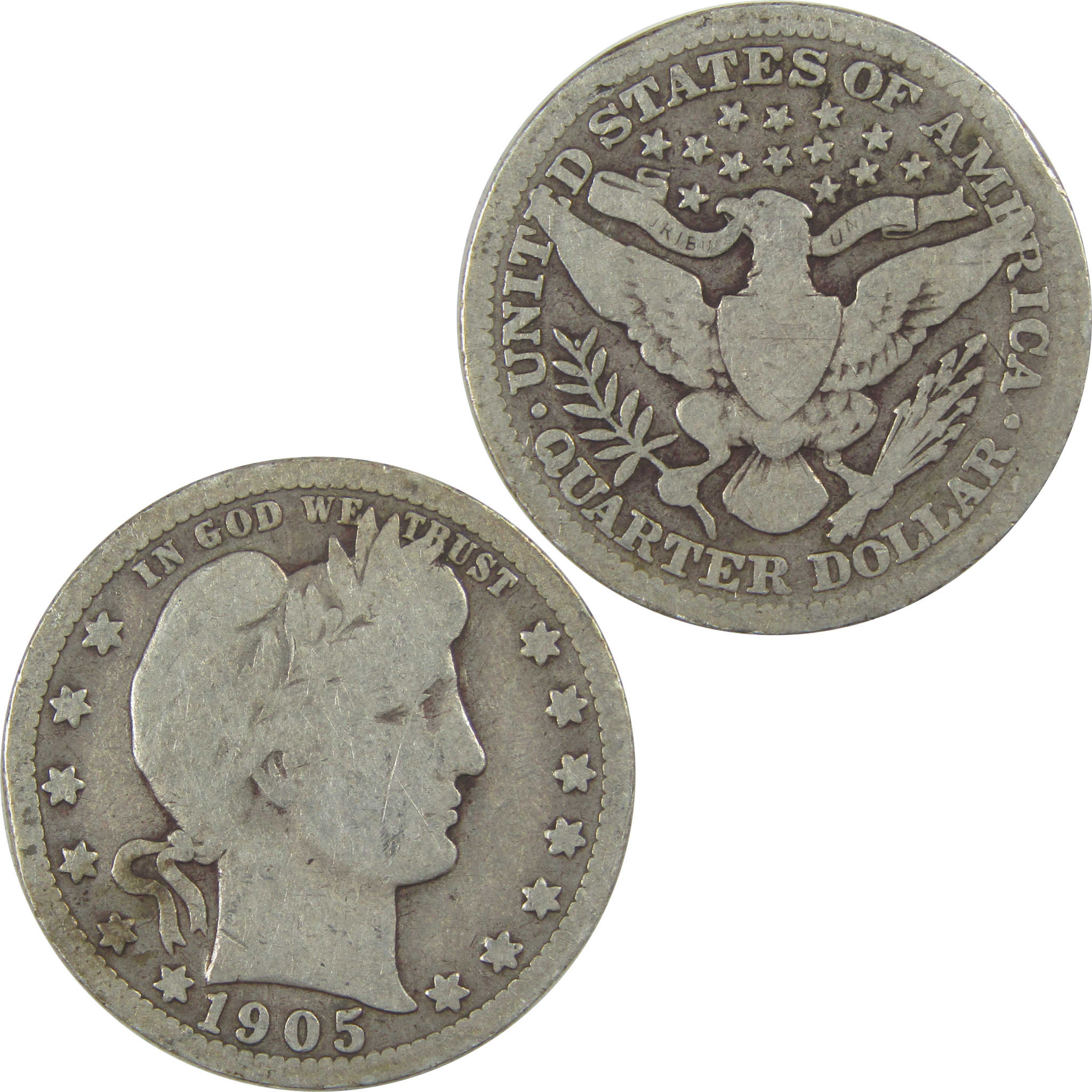 1905 Barber Quarter G Good Details Silver 25c Coin SKU:I21805
