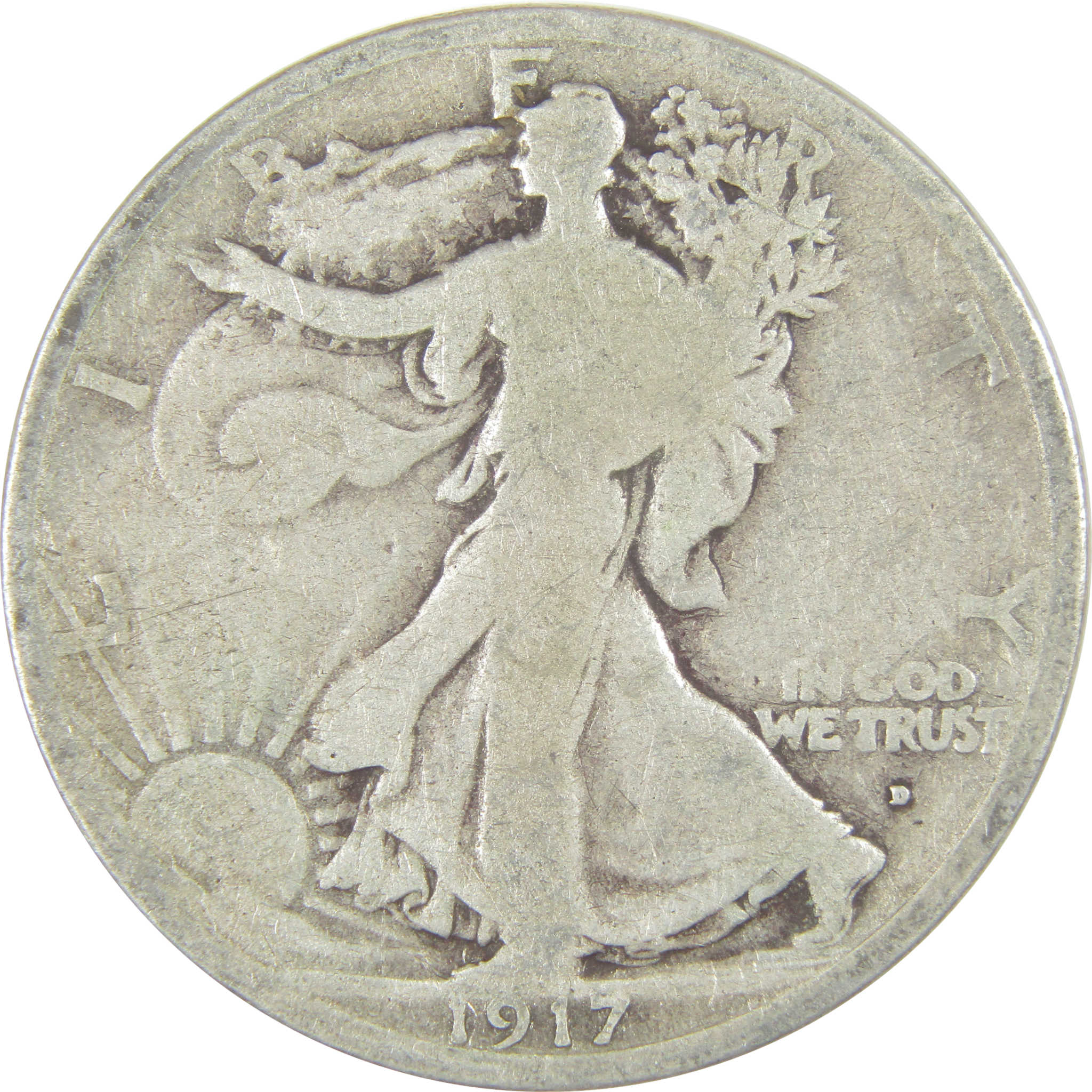 1917 D Obverse Liberty Walking Half Dollar G Good Silver SKU:I16777