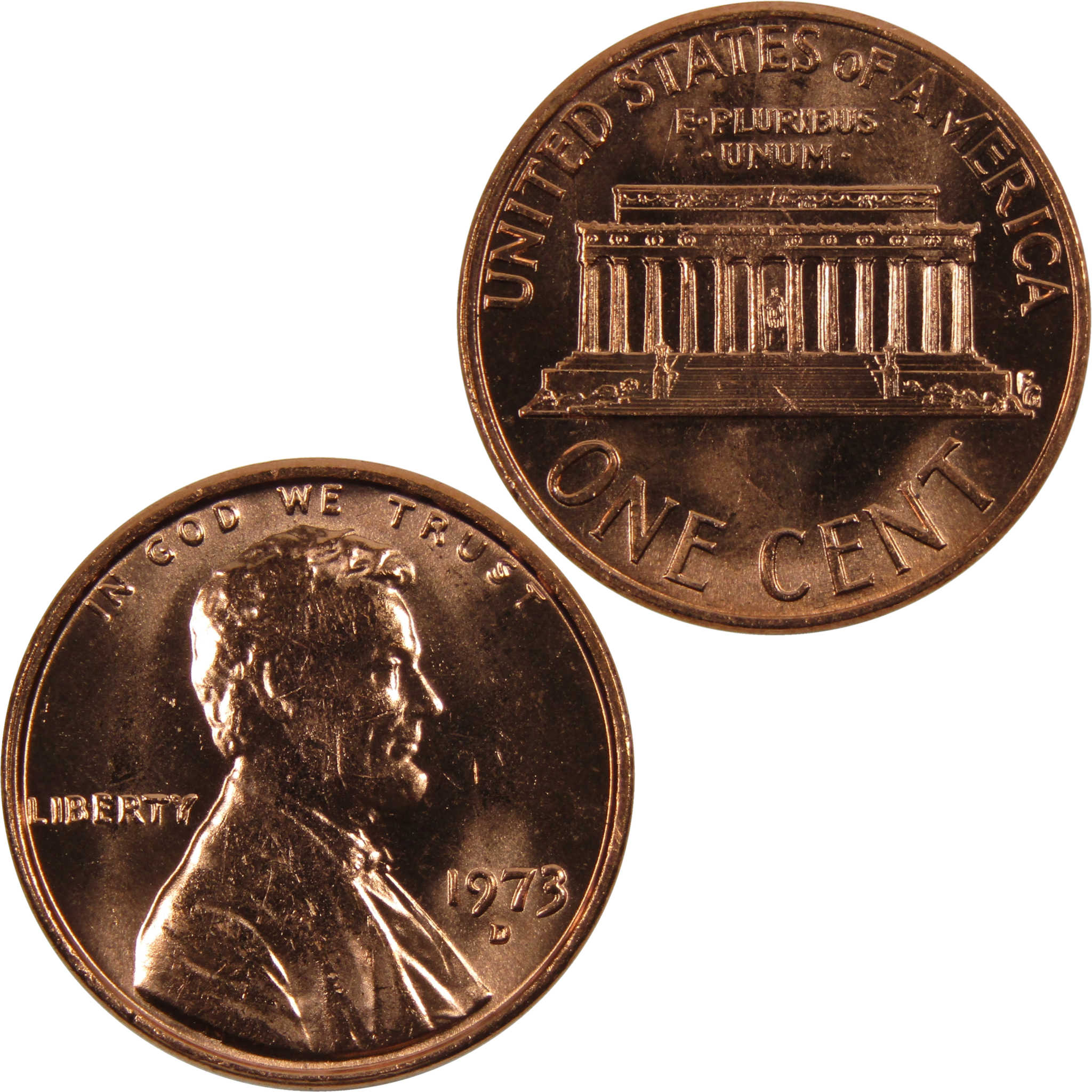 1973 D Lincoln Memorial Cent BU Uncirculated Penny 1c Coin