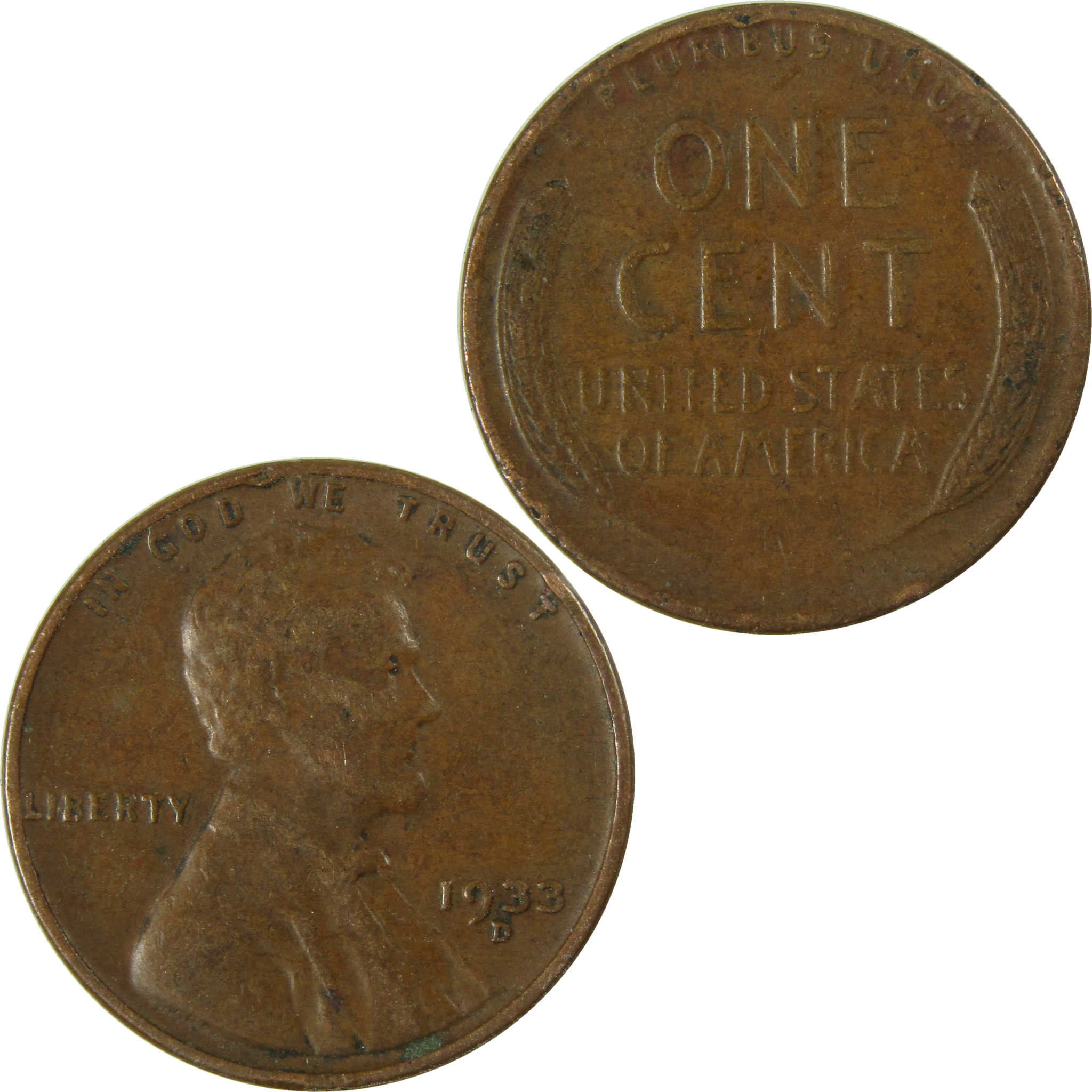 1933 D Lincoln Wheat Cent F Fine Penny 1c Coin Collectible SKU:I26729