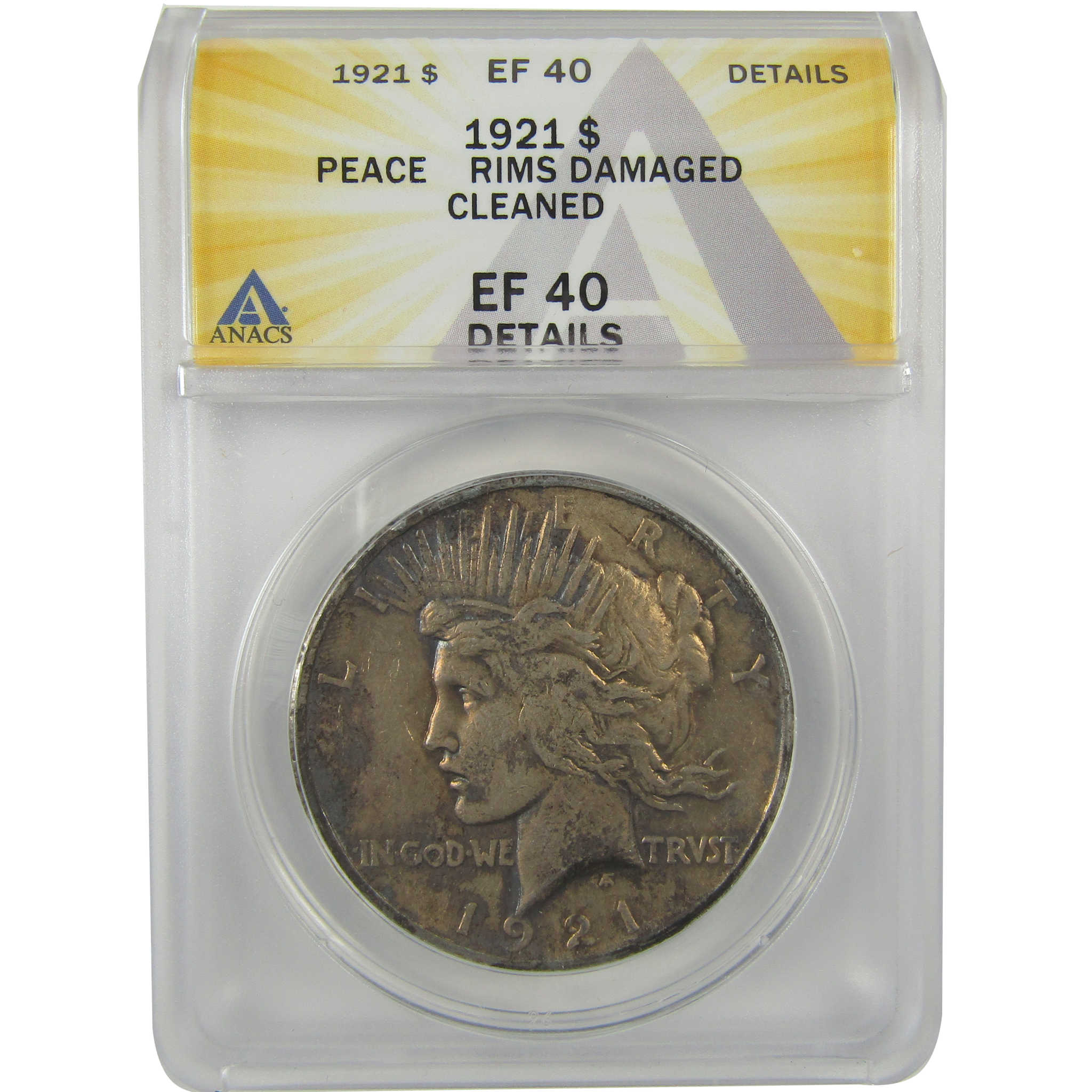 1921 High Relief Peace Dollar EF 40 Details ANACS Silver SKU:I21368