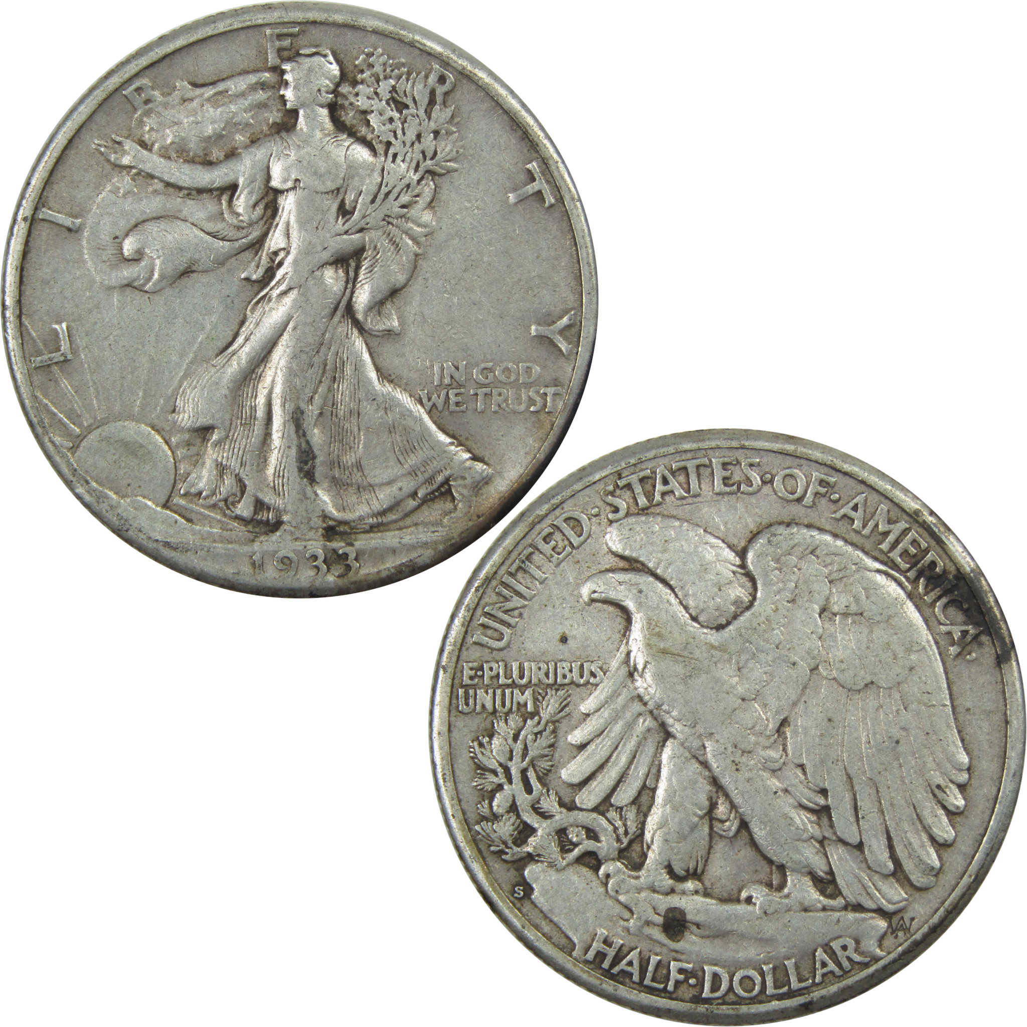 1933 S Liberty Walking Half Dollar VF Very Fine Silver 50c SKU:I15257