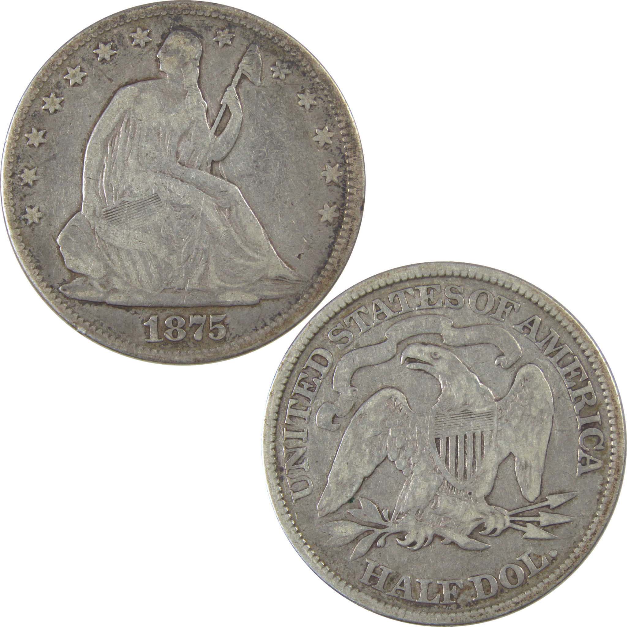 1875 Seated Liberty Half Dollar VG Very Good Silver SKU:I23175