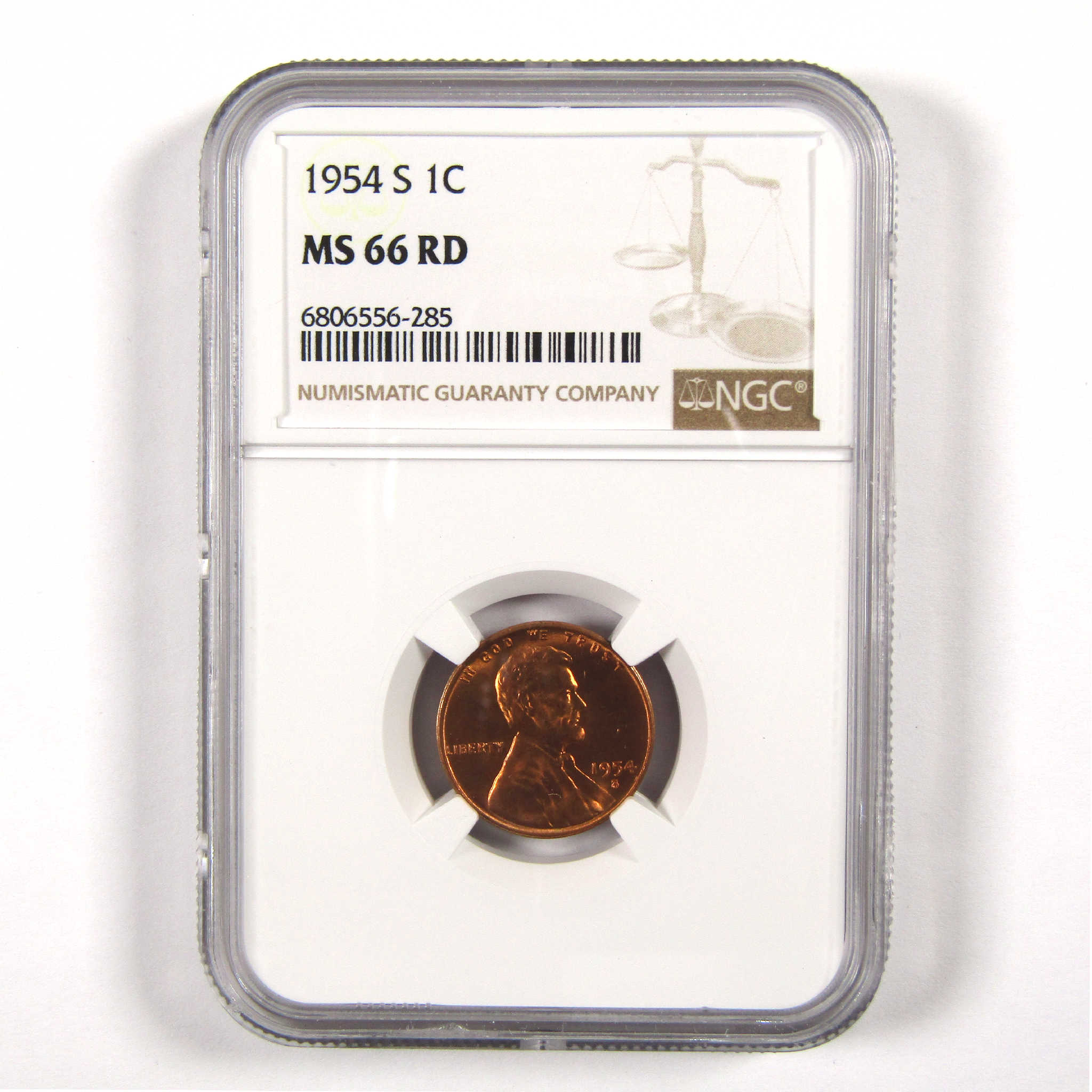 1954 S Lincoln Wheat Cent MS 66 RD NGC Penny 1c Unc SKU:I11567