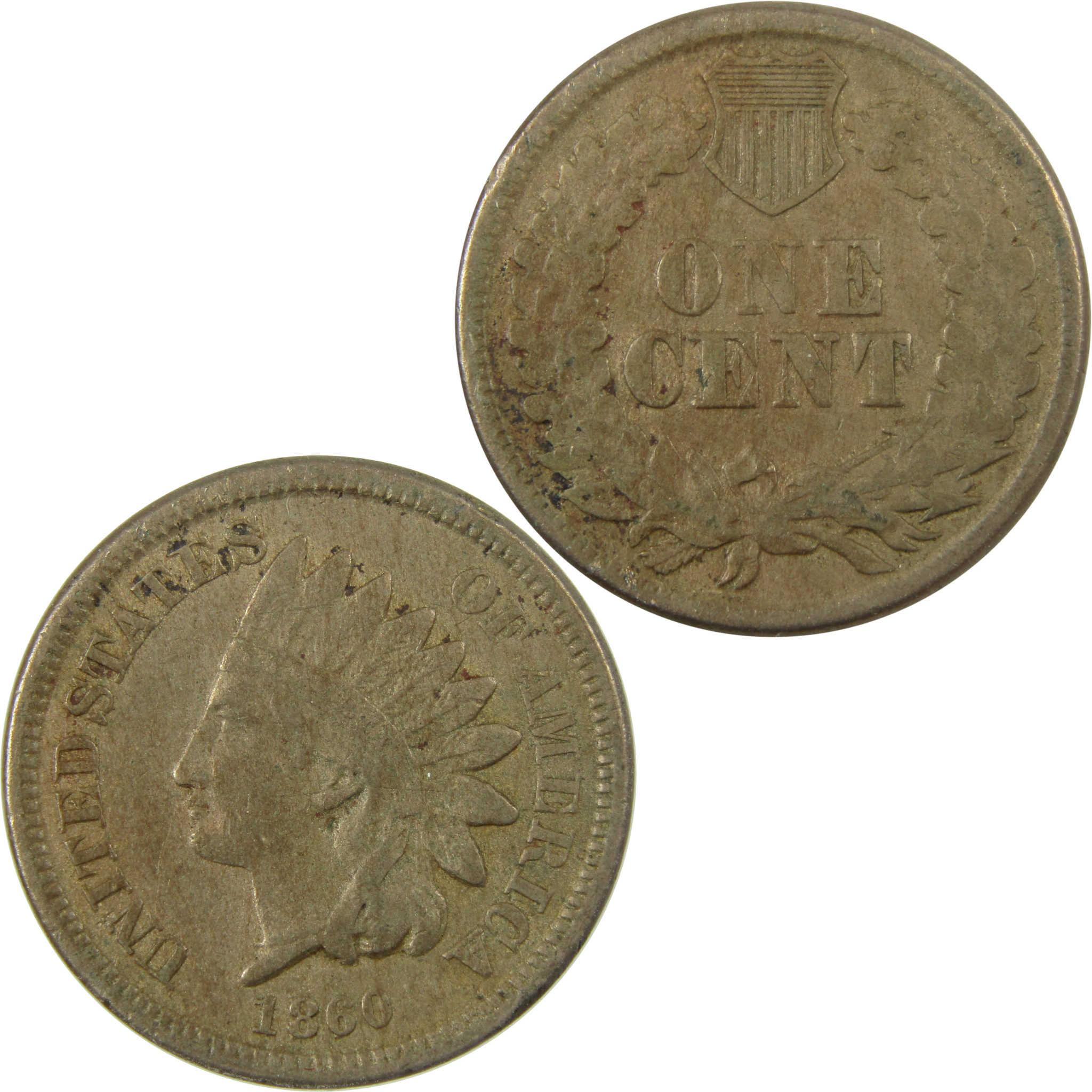 1860 Indian Head Cent VF Very Fine Details Penny 1c Coin SKU:CP1264