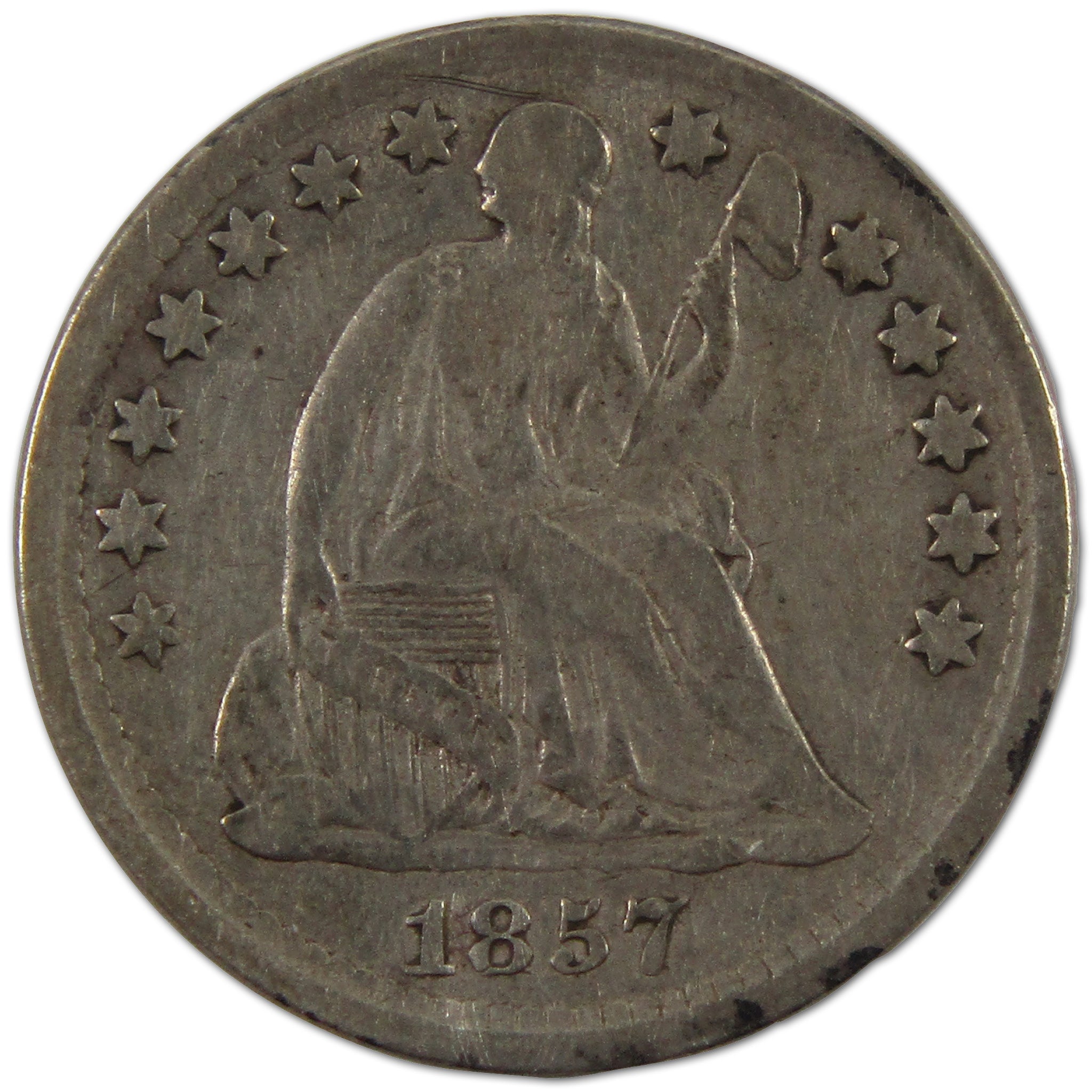 1857 Seated Liberty Half Dime VF Very Fine Silver 5c Coin SKU:I10532