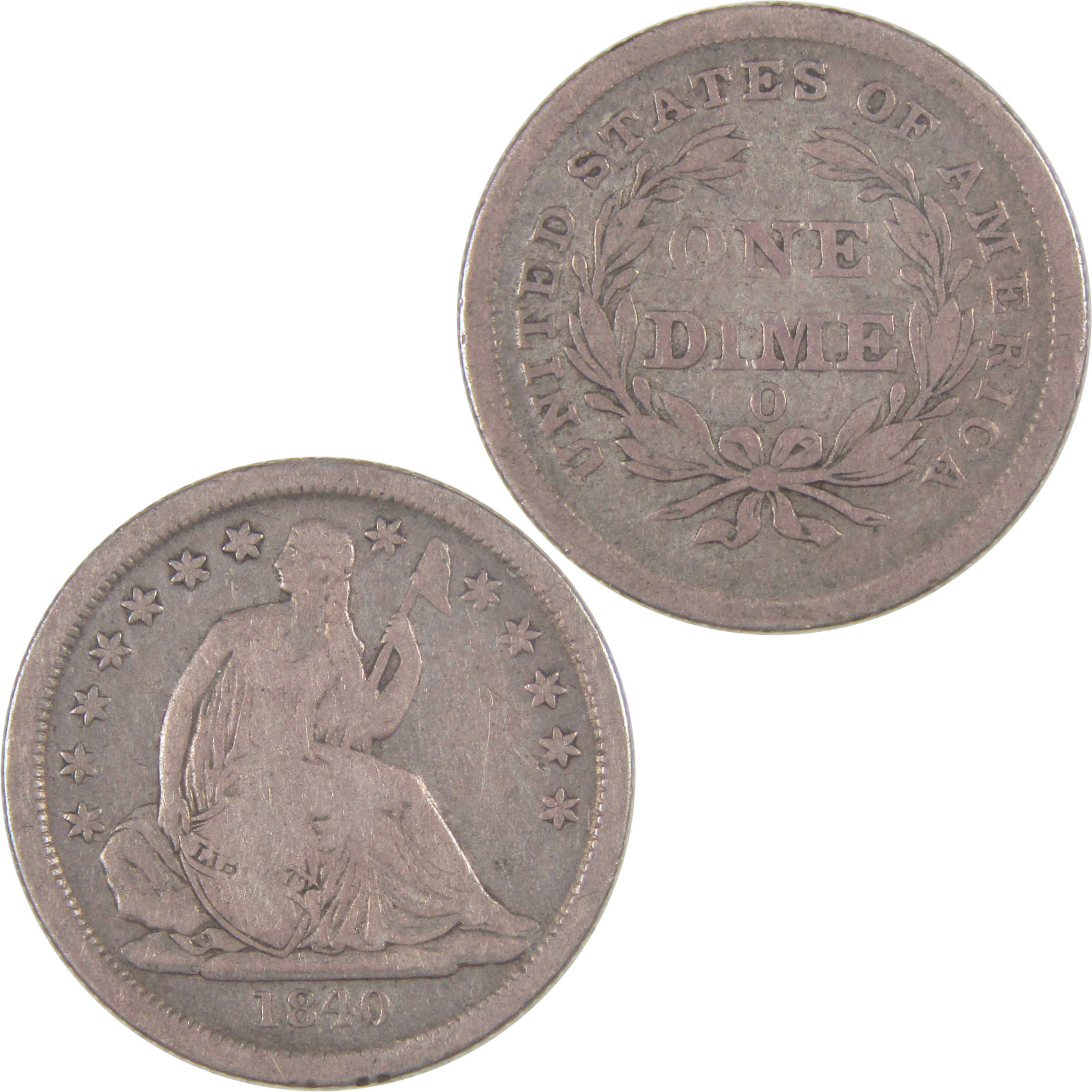 1840 O Seated Liberty Dime F Fine Silver 10c Coin SKU:I16838