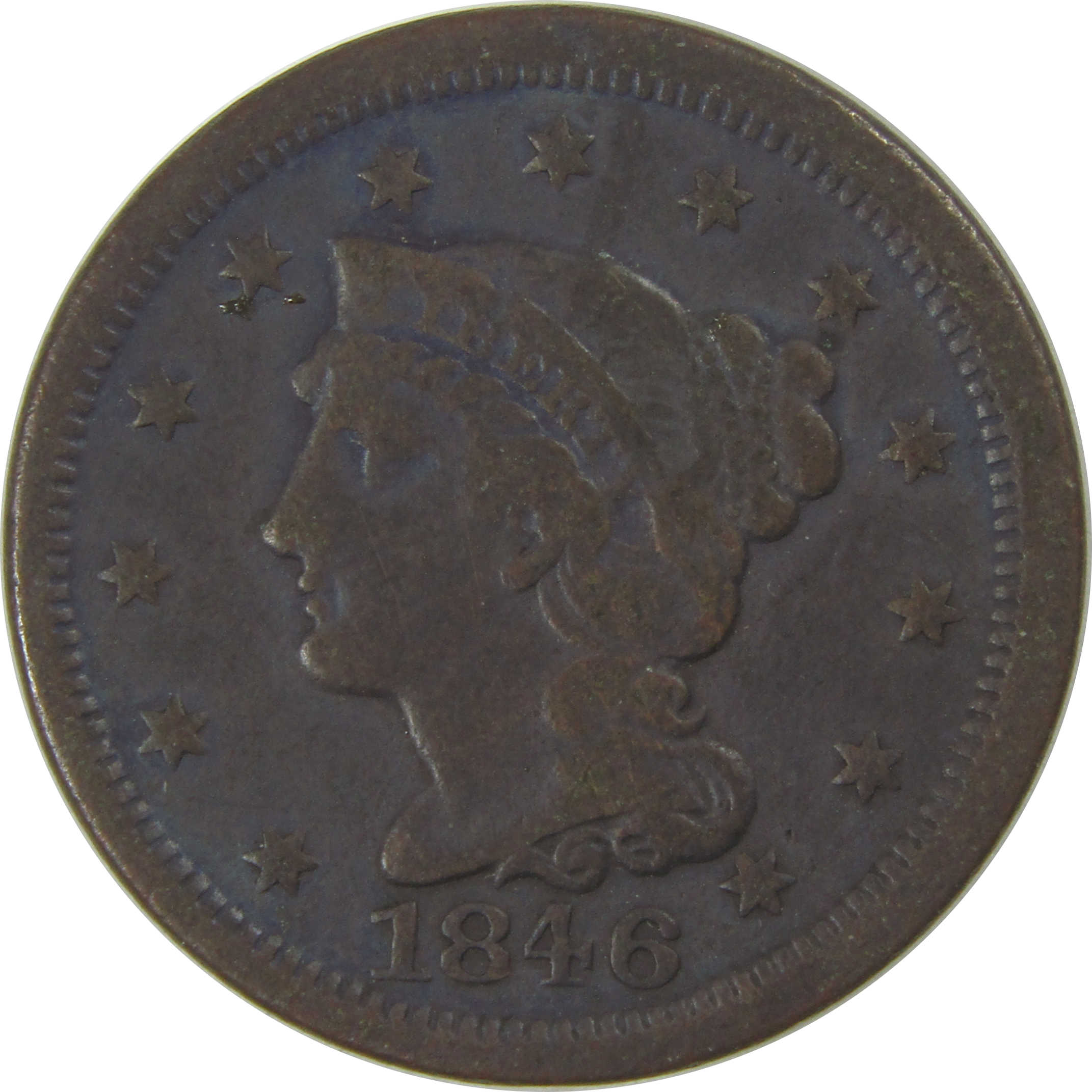 1846 Small Date Braided Hair Large Cent F Fine Copper SKU:CPC0779