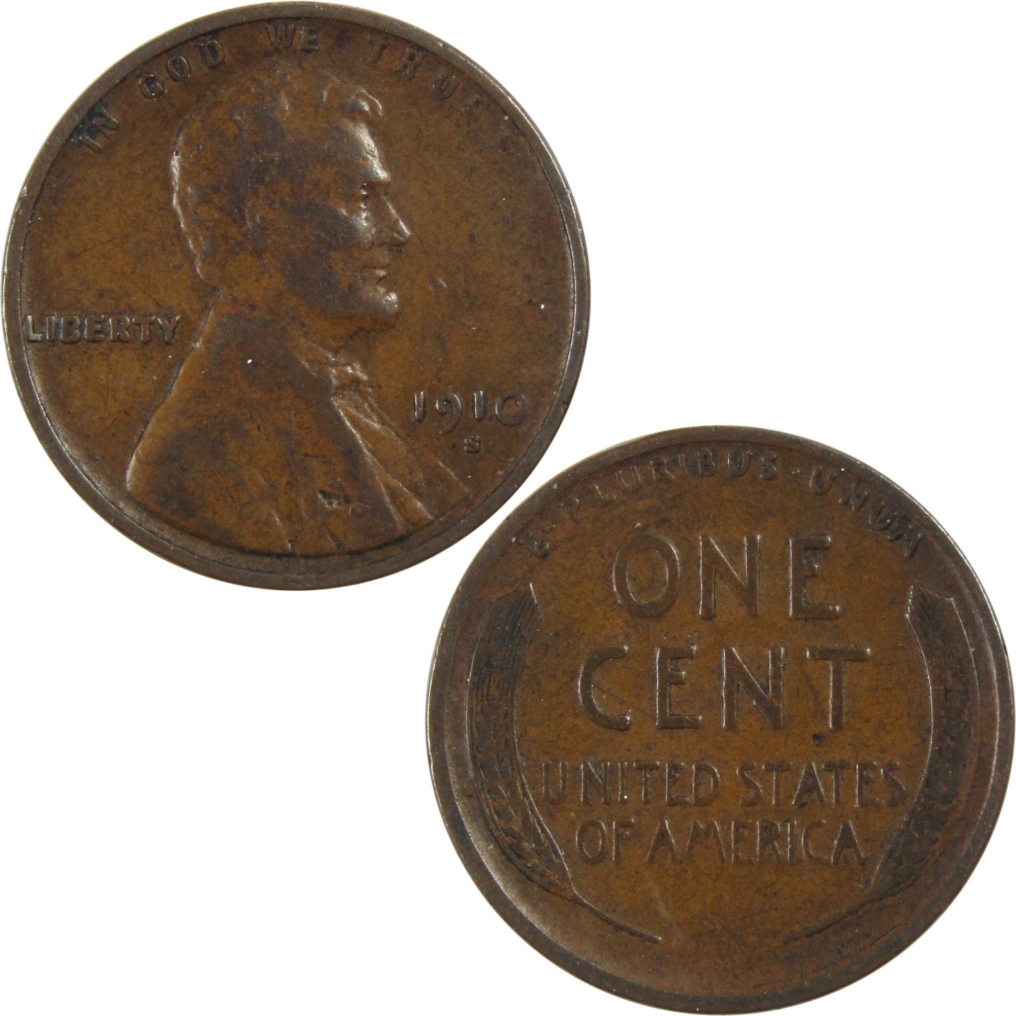 1910 S Lincoln Wheat Cent F Fine Penny 1c Coin SKU:I13400