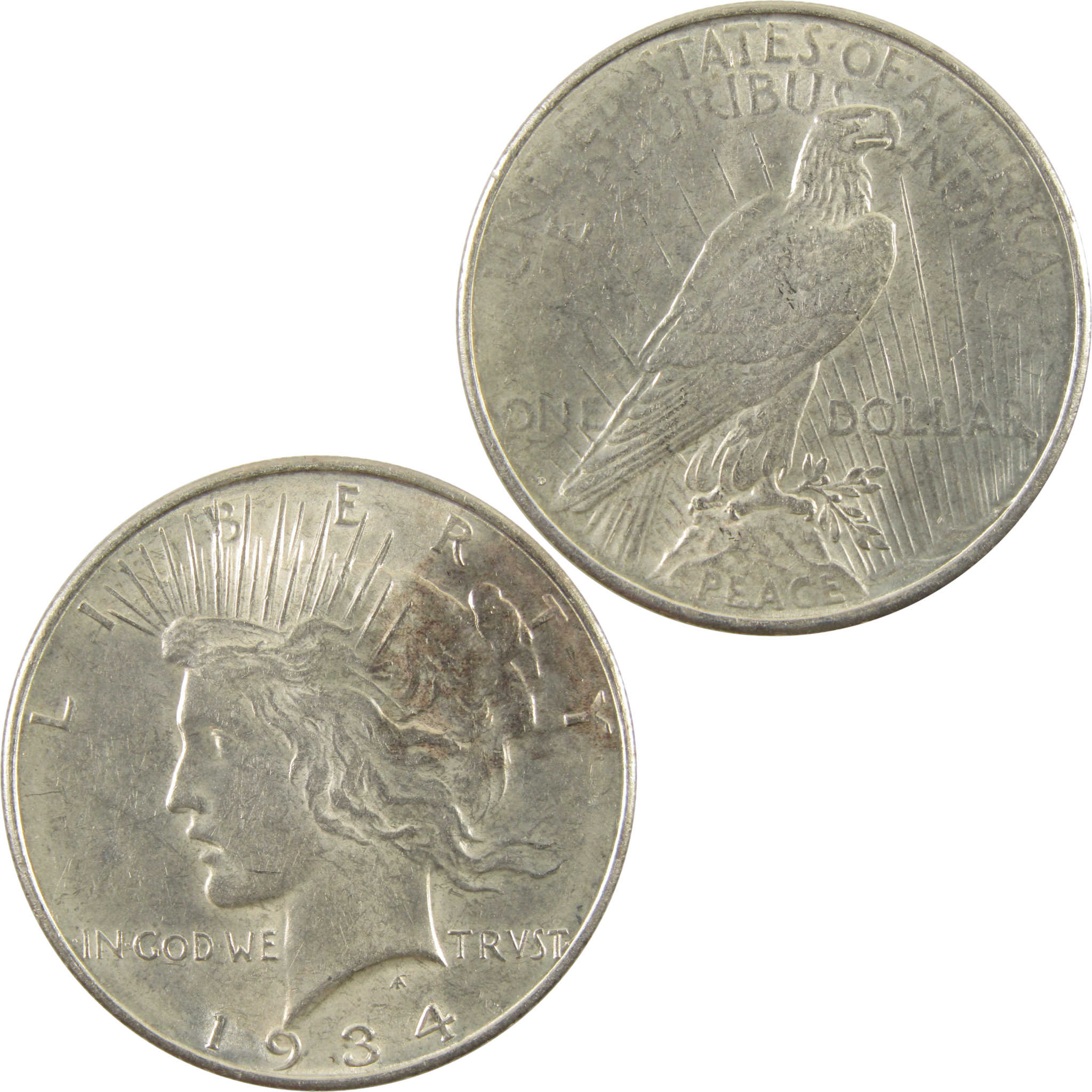 1934 D Peace Dollar Borderline Uncirculated 90% Silver $1 SKU:I10700