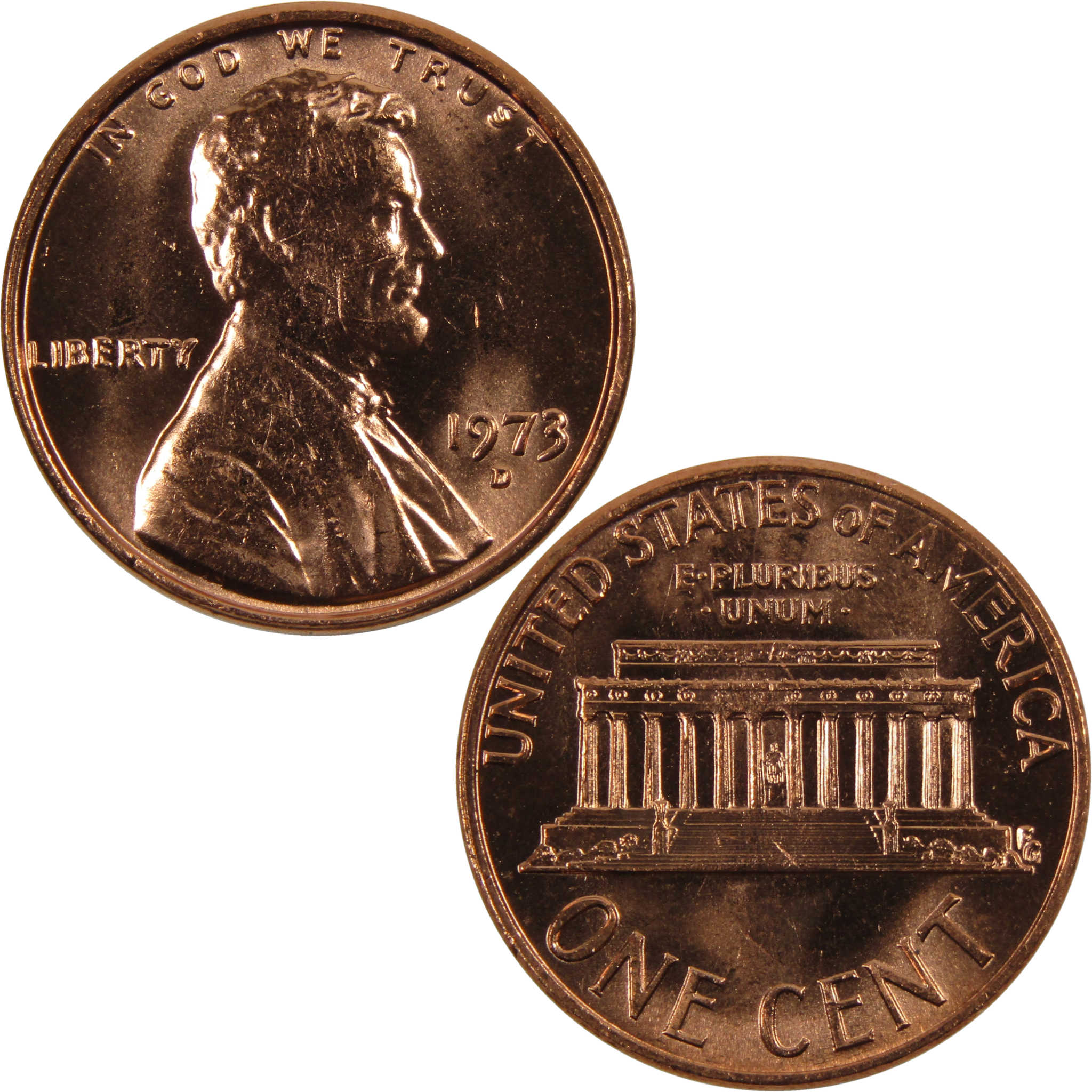 1973 D Lincoln Memorial Cent BU Uncirculated Penny 1c Coin