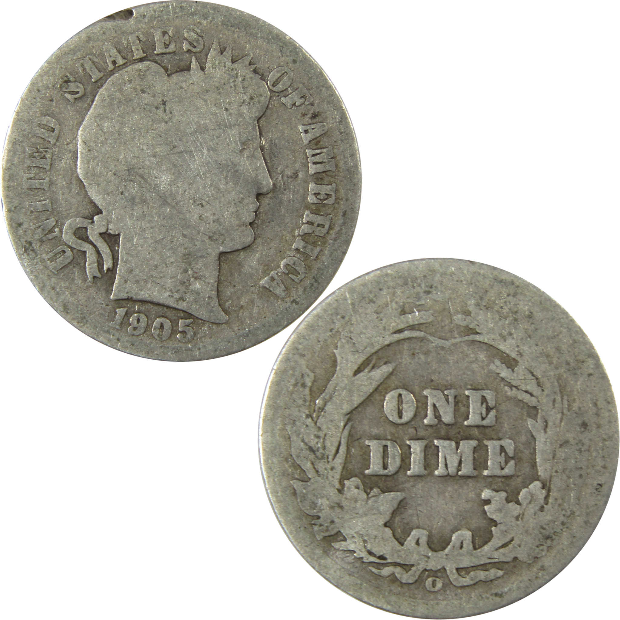 1905 O Micro O Barber Silver Dime AG About Good Details SKU:I26621
