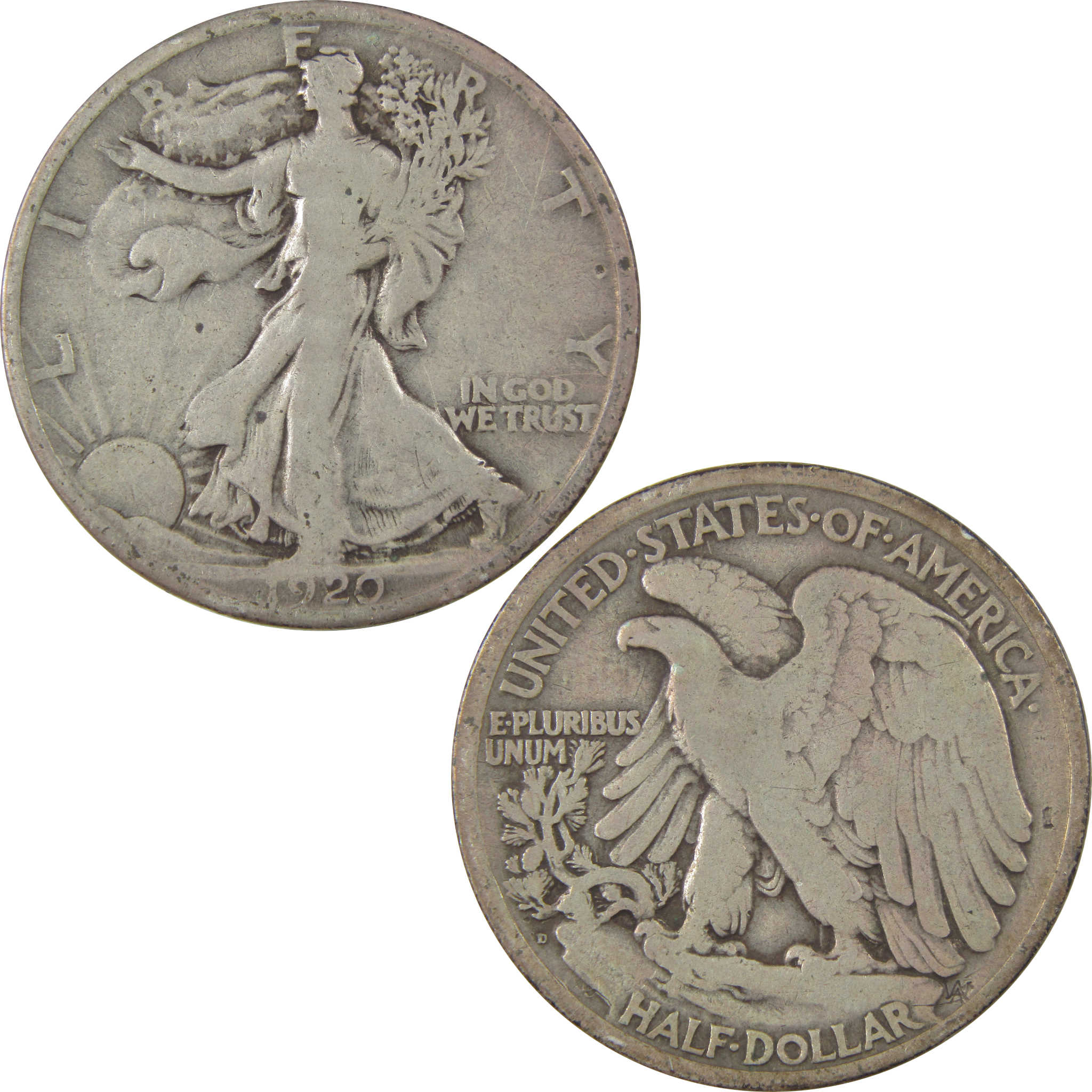 1920 D Liberty Walking Silver Half Dollar VG Very Good Coin SKU:I24153