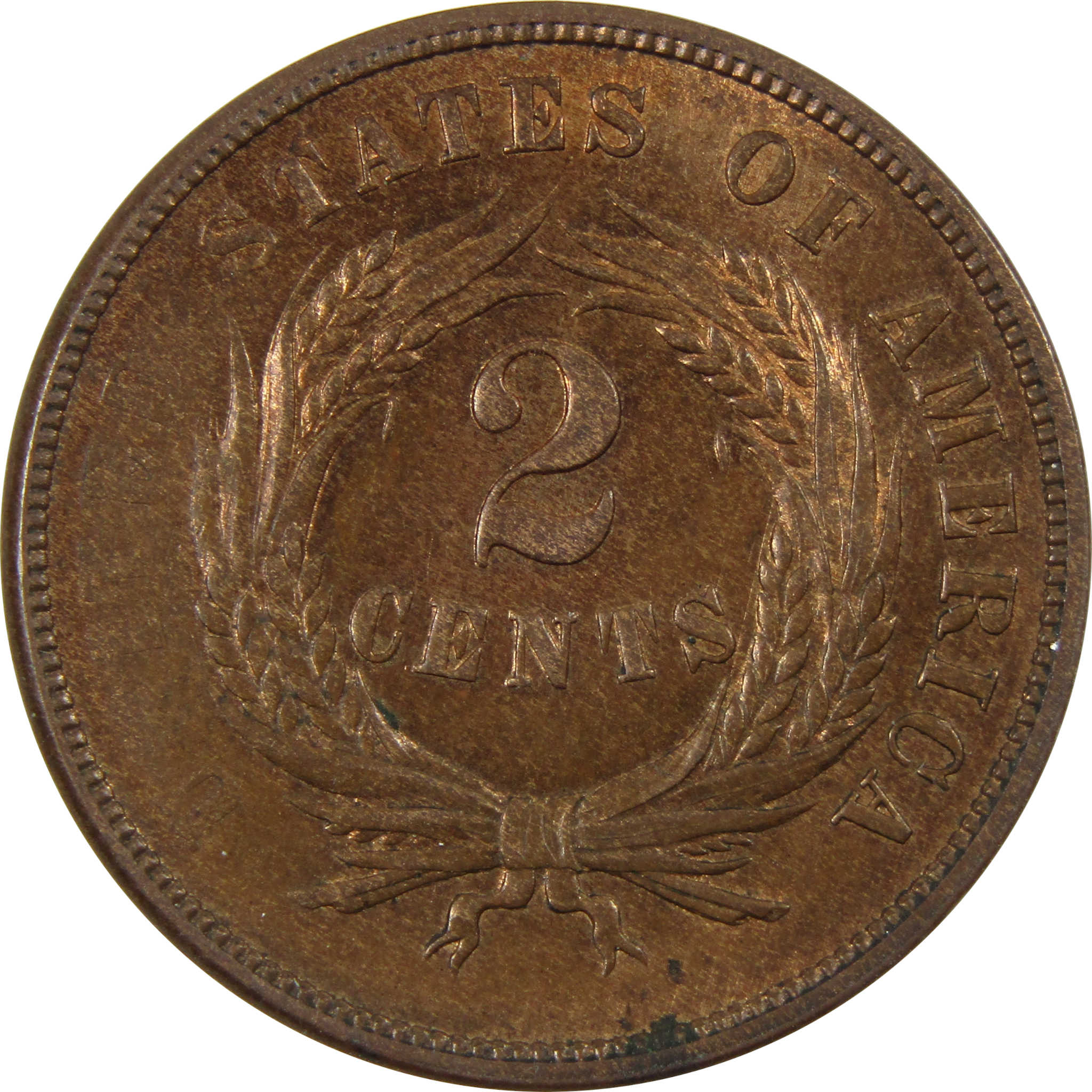 1865 Two Cent Piece BU Uncirculated 2c Coin SKU:I9668
