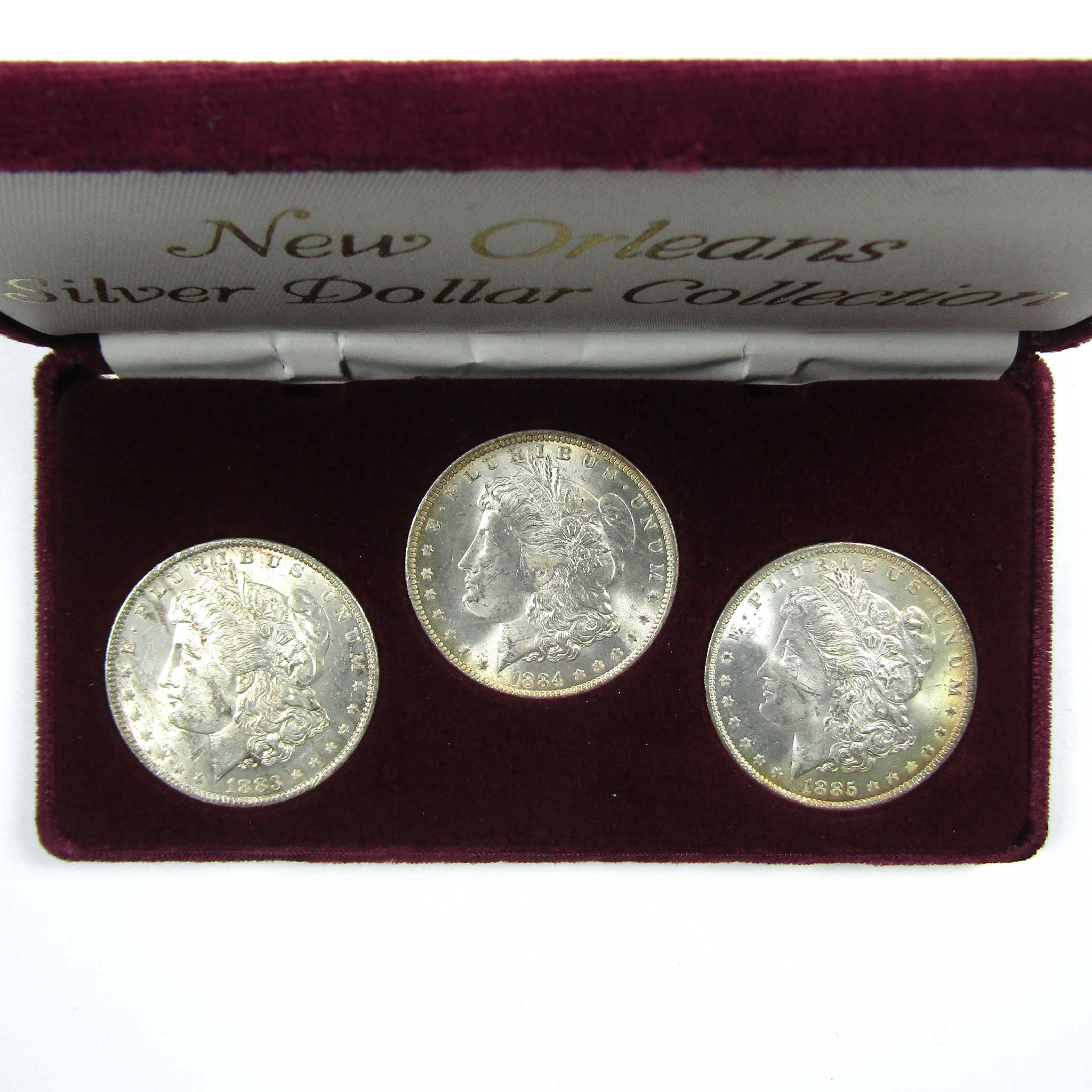 1883-1884 New Orleans Morgan Silver Dollar 3 Piece Set SKU:I13626 - Morgan coin - Morgan silver dollar - Morgan silver dollar for sale - Profile Coins &amp; Collectibles