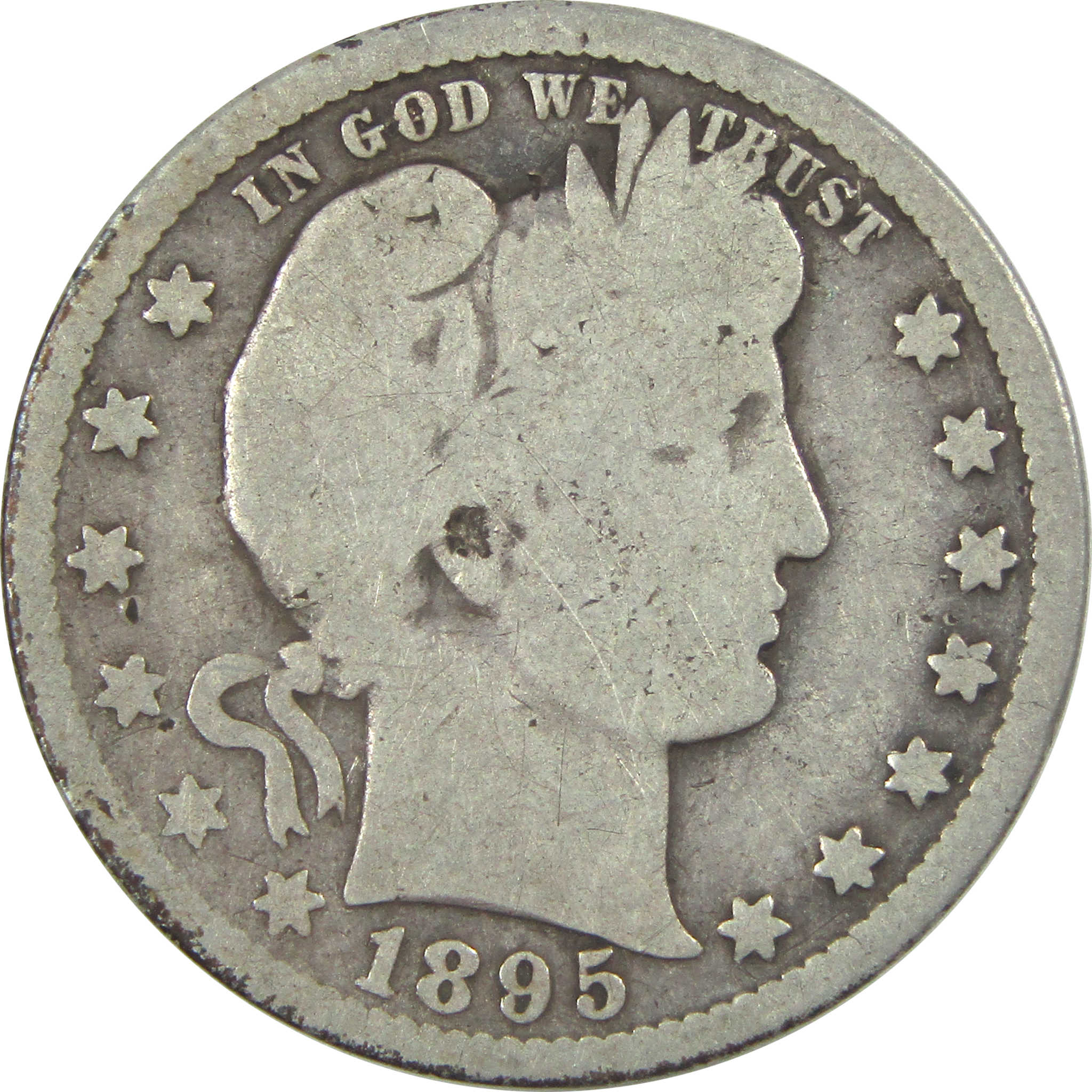 1895 S Barber Quarter G Good Silver 25c Coin SKU:I15402