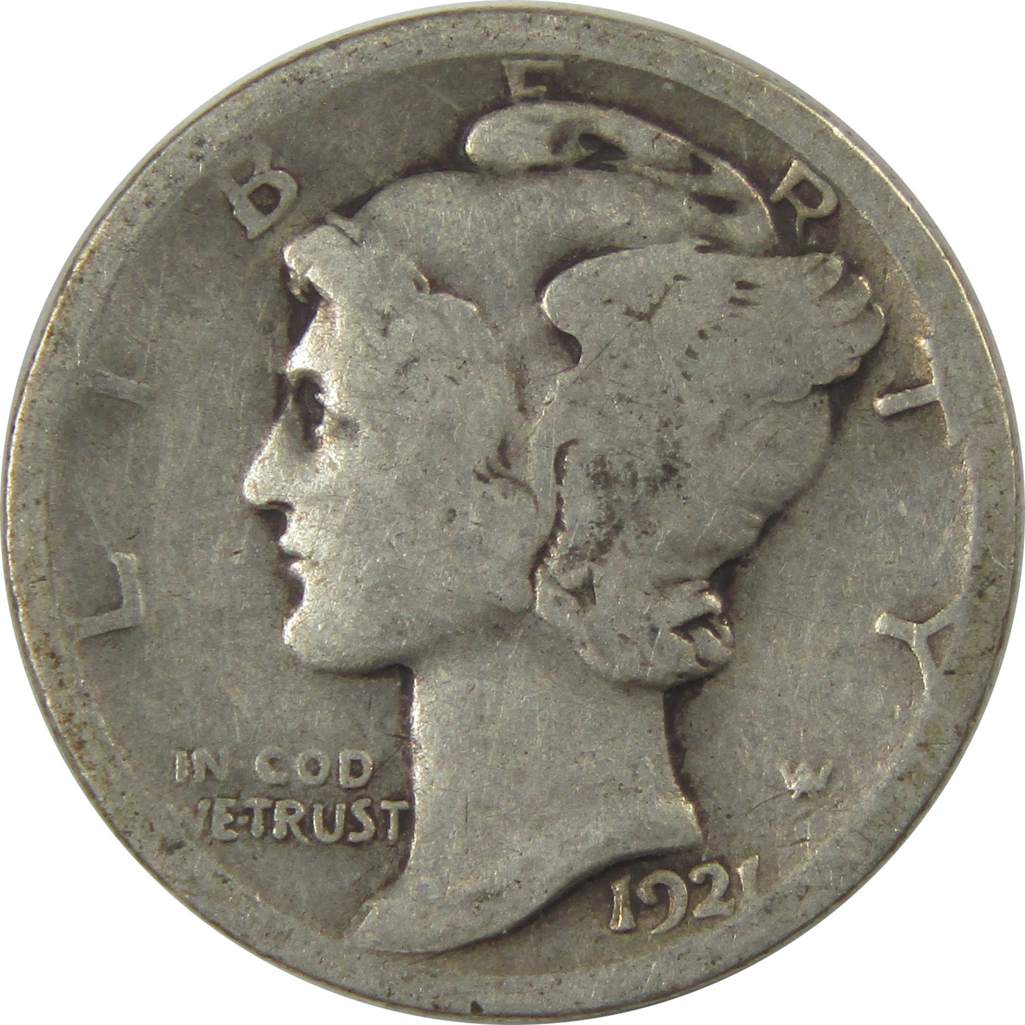 1921 Mercury Dime G Good Silver 10c Coin SKU:I22425