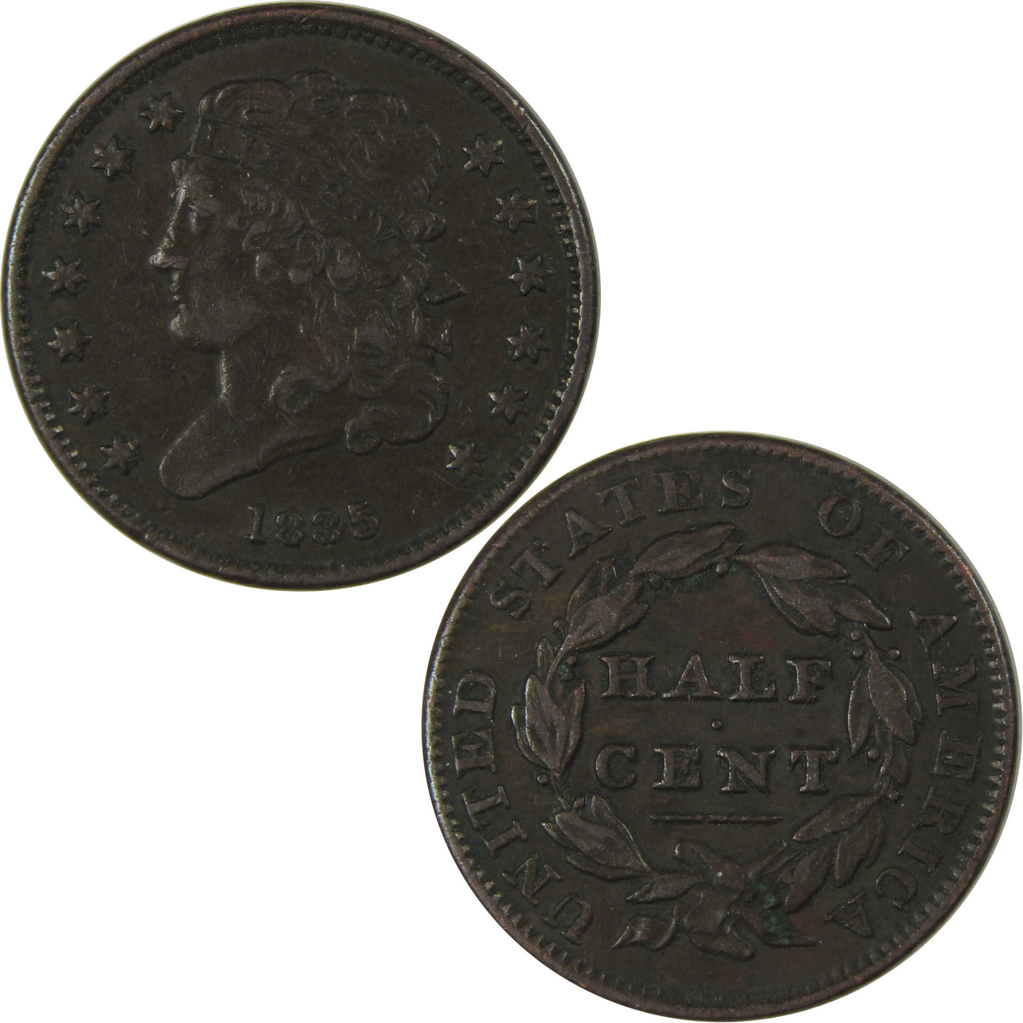 1835 Classic Head Copper Half Cent XF EF Extremely Fine SKU:I23881