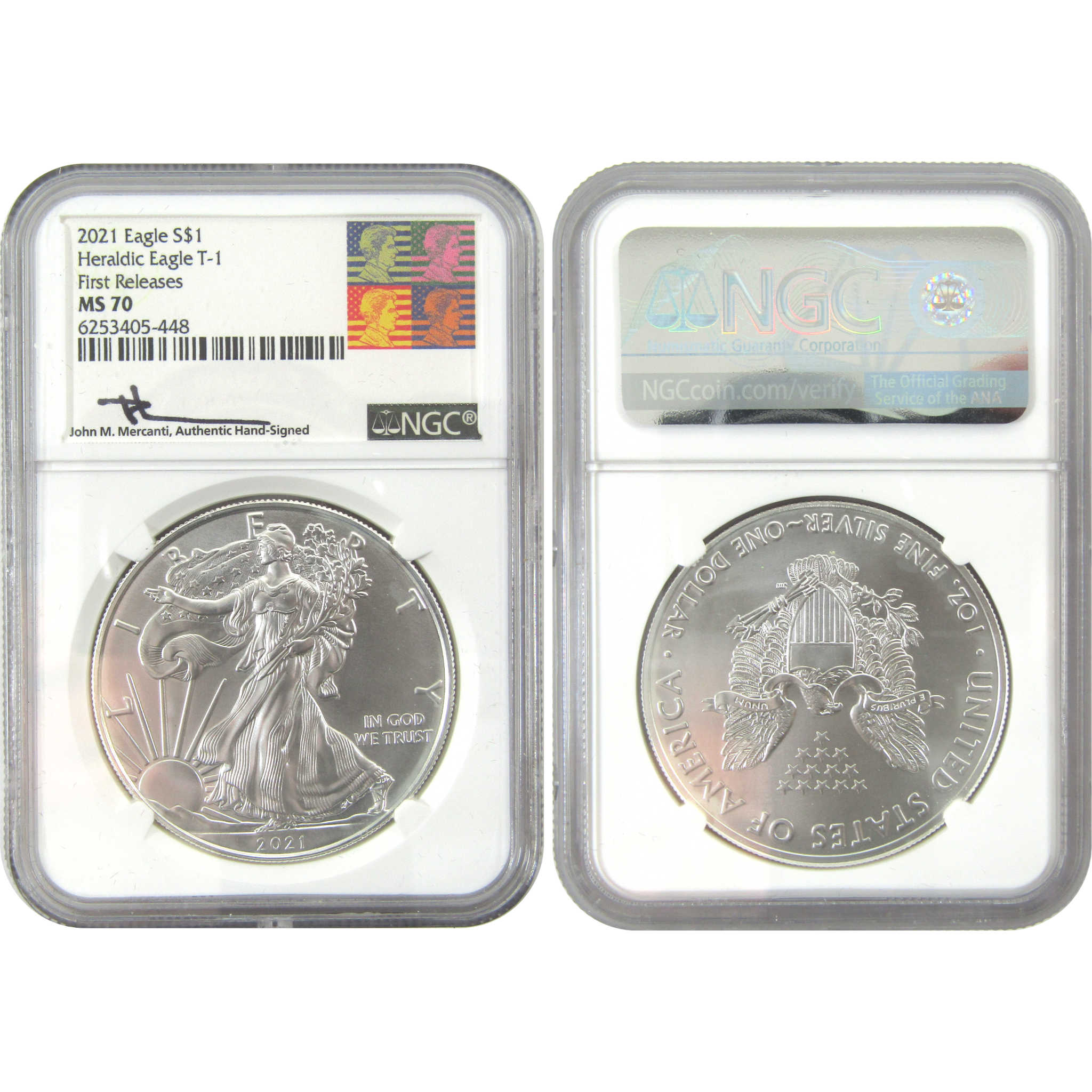 2021 Type 1 & 2 American Eagle Dollar 3 Piece Set MS 70 SKU:CPC9038