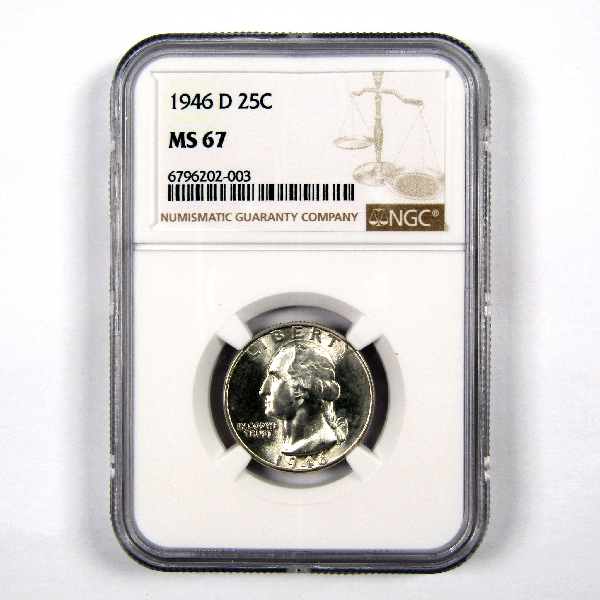 1946 D Washington Quarter MS 67 NGC 90% Silver 25c Unc SKU:I9228