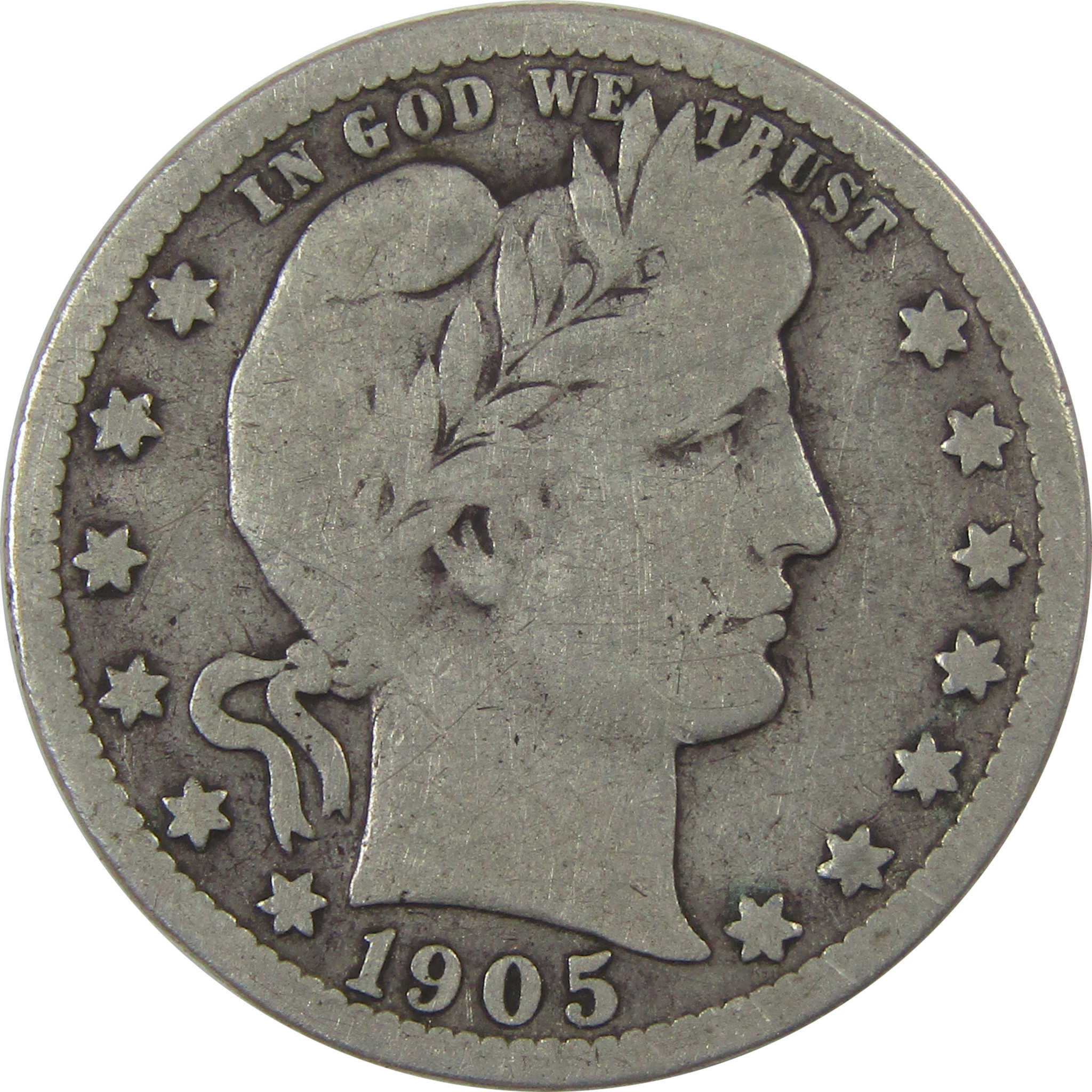 1905 S Barber Quarter VG Very Good Silver 25c Coin SKU:I24643