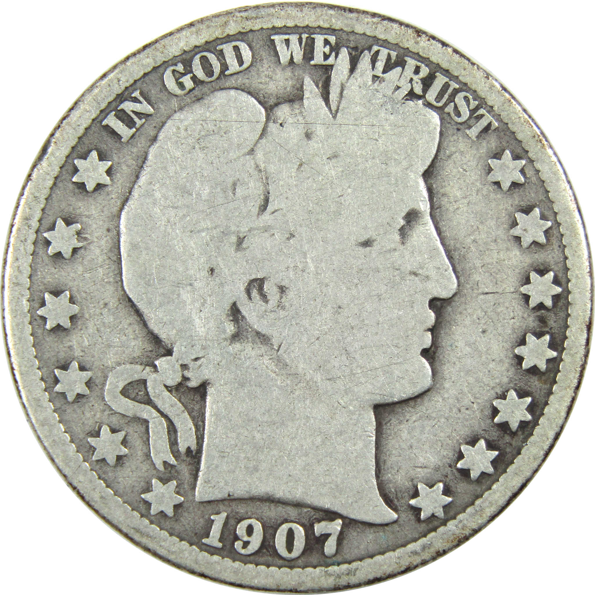 1907 O Barber Half Dollar G Good Silver 50c Coin SKU:I12806