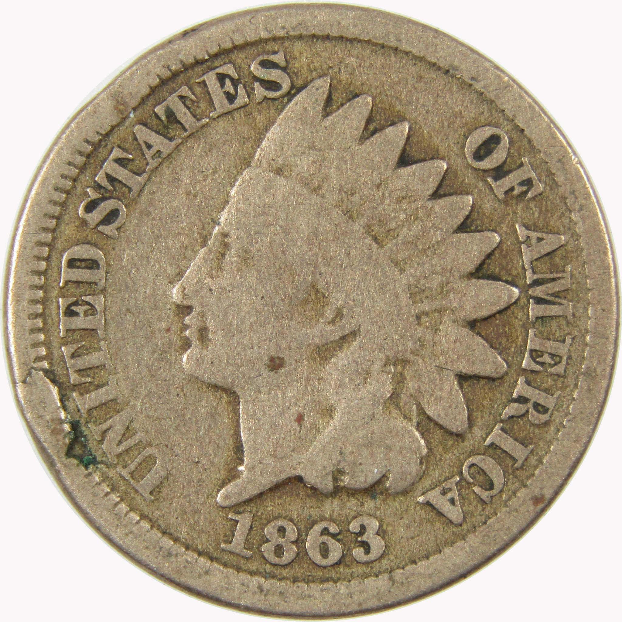 1863 Indian Head Cent AG About Good Penny 1c Coin SKU:CP1088