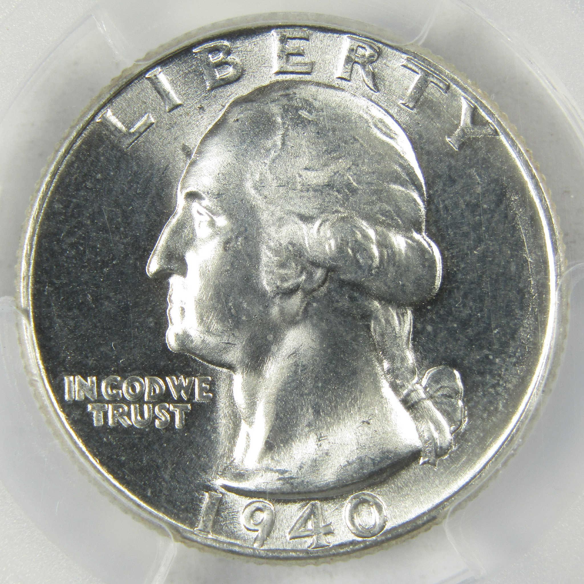 1940 Washington Silver Quarter MS 65 PCGS Uncirculated 25c Coin