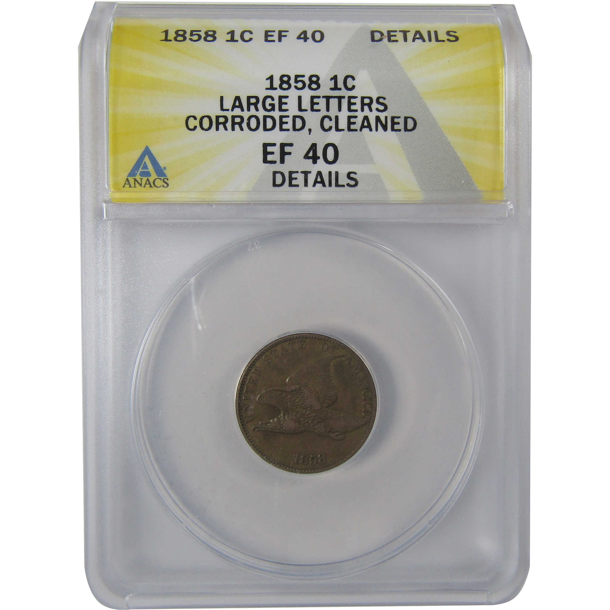 1858 Large Letters Flying Eagle Cent EF 40 Details ANACS SKU:CPC1143