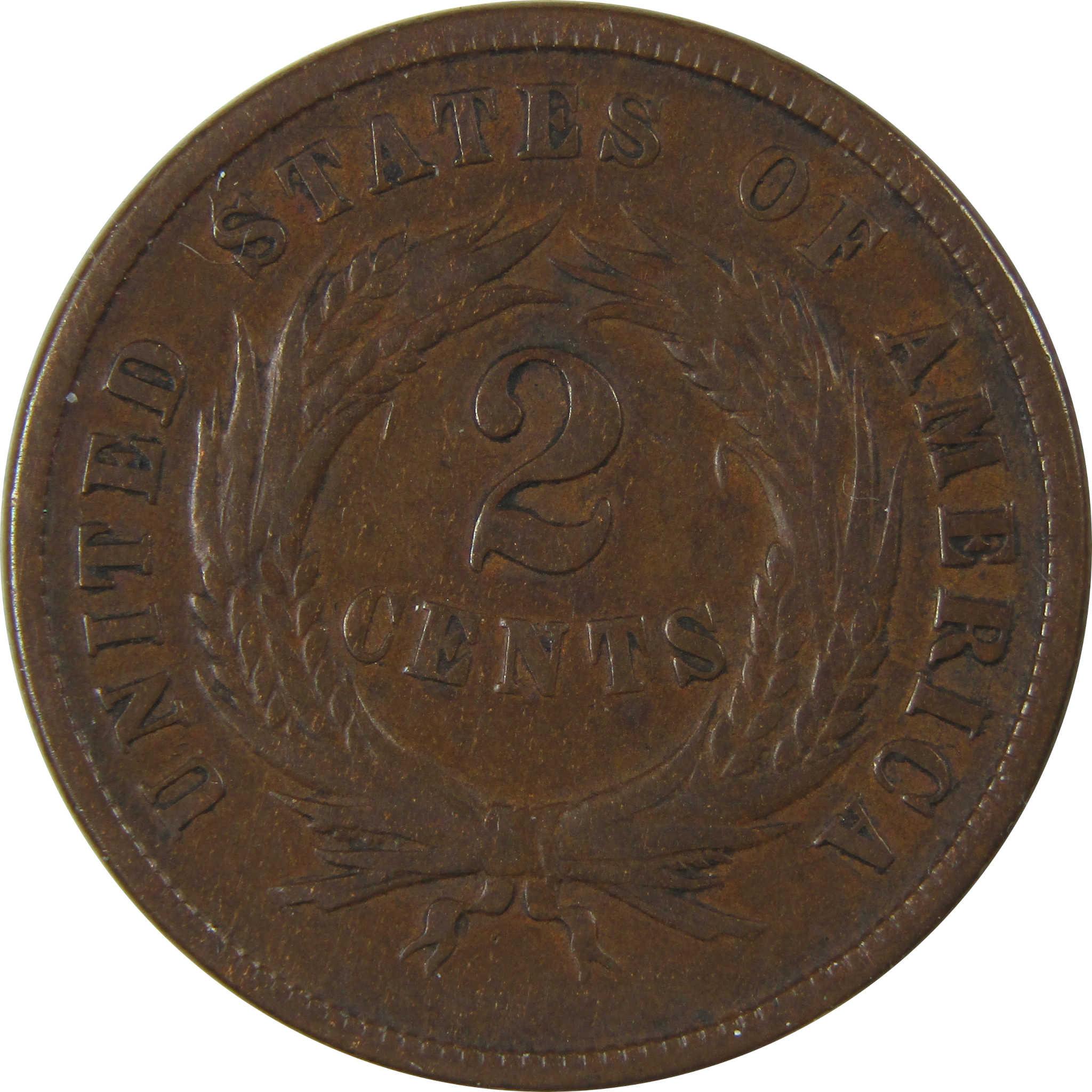 1865 Two Cent Piece VG Very Good 2c Coin SKU:I23977