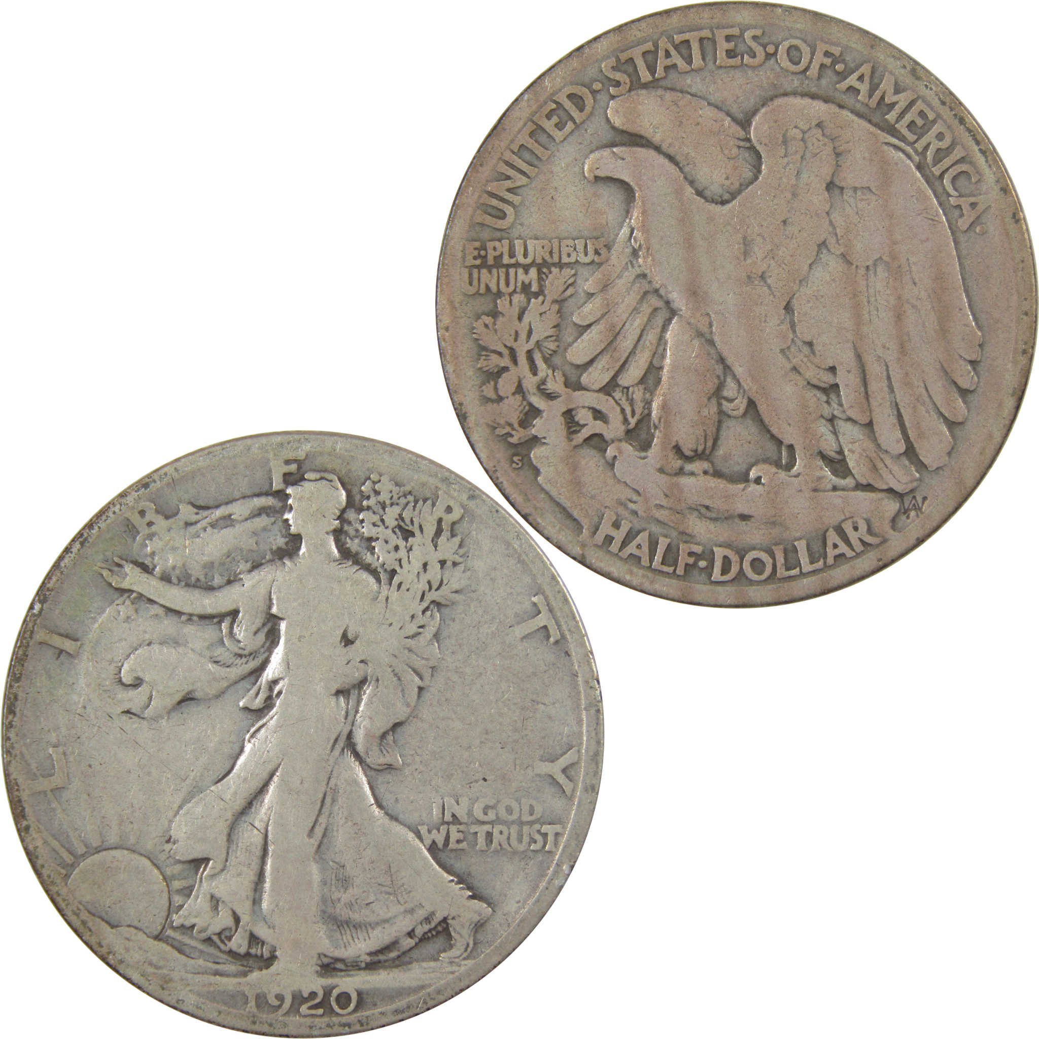 1920 S Liberty Walking Silver Half Dollar AG About Good SKU:I24147