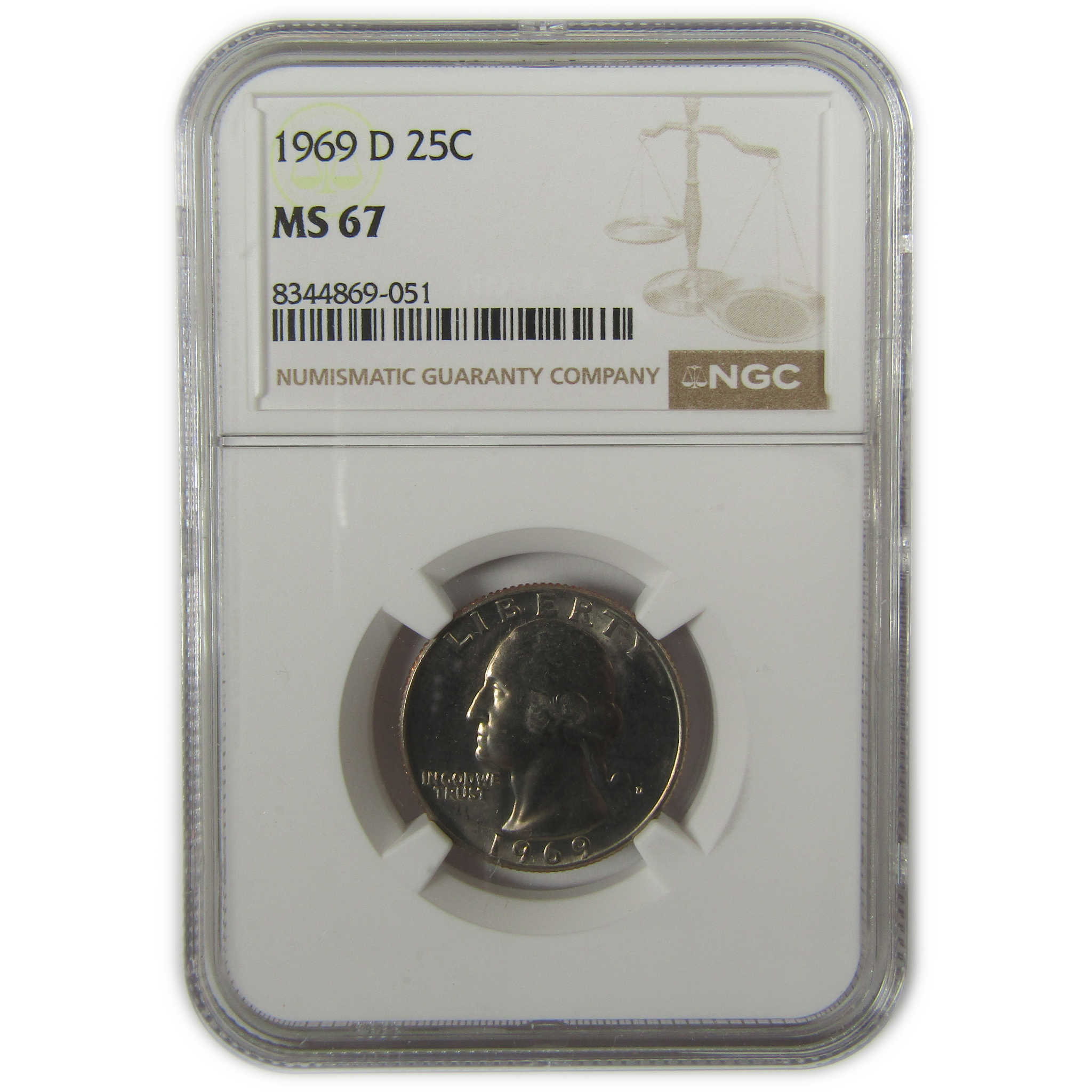 1969 D Washington Quarter MS 67 NGC Clad Uncirculated SKU:I20536