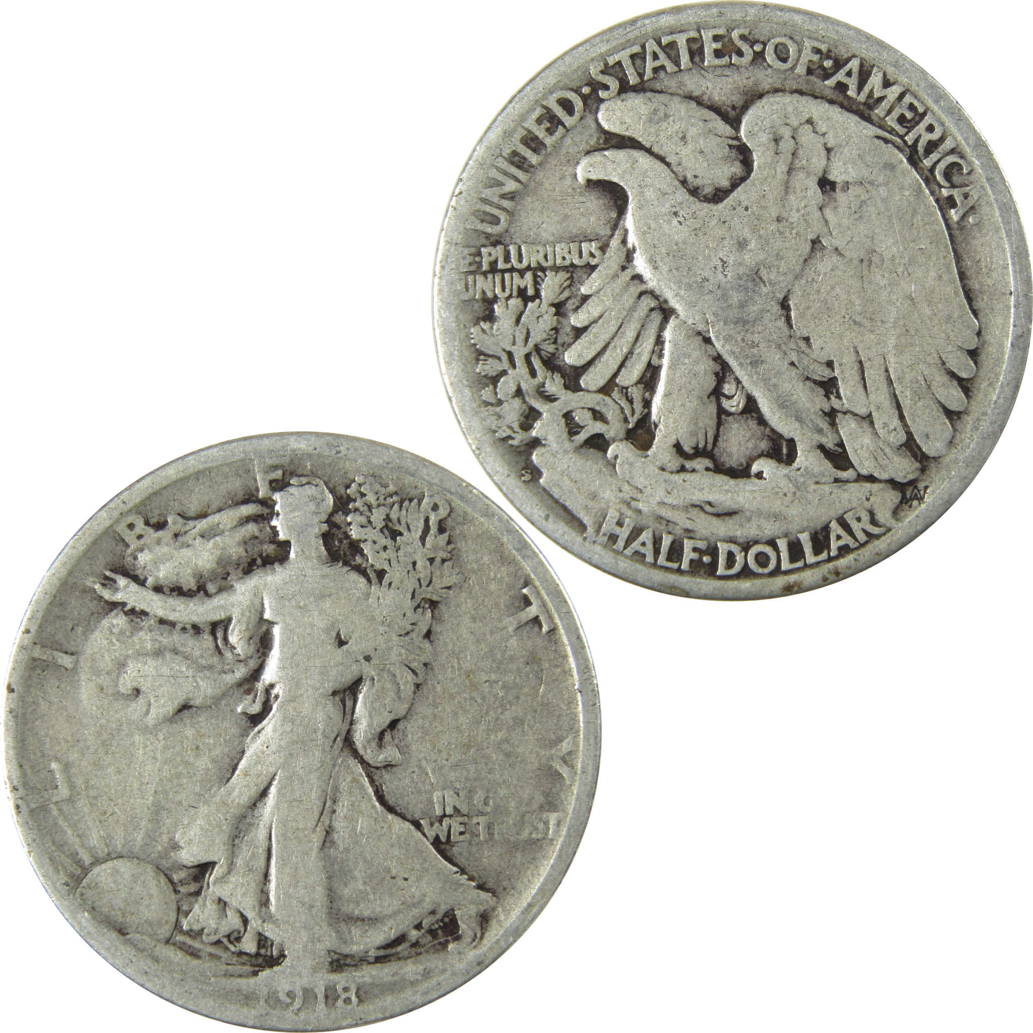 1918 S Liberty Walking Silver Half Dollar G Good 50c Coin SKU:CP519