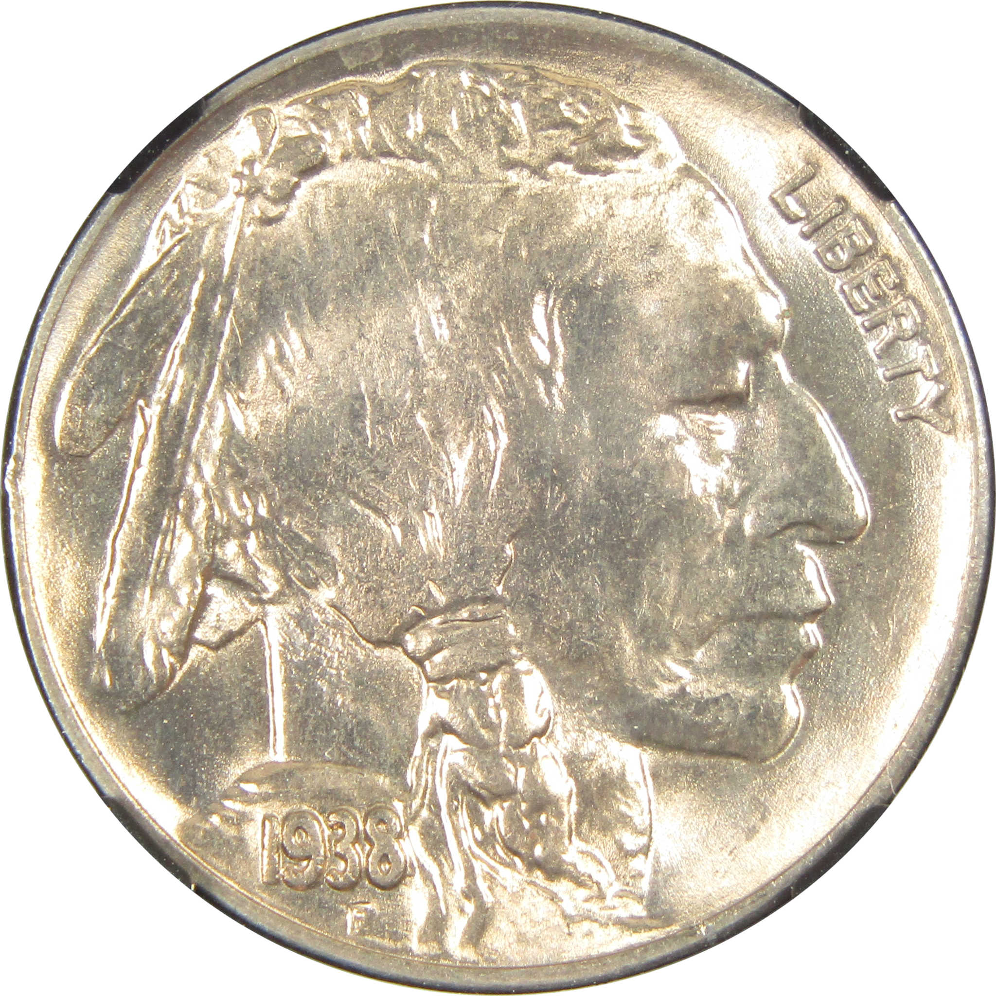 1938 D Buffalo Nickel MS 66 NGC 5c Original Bag Fragment SKU:I14594