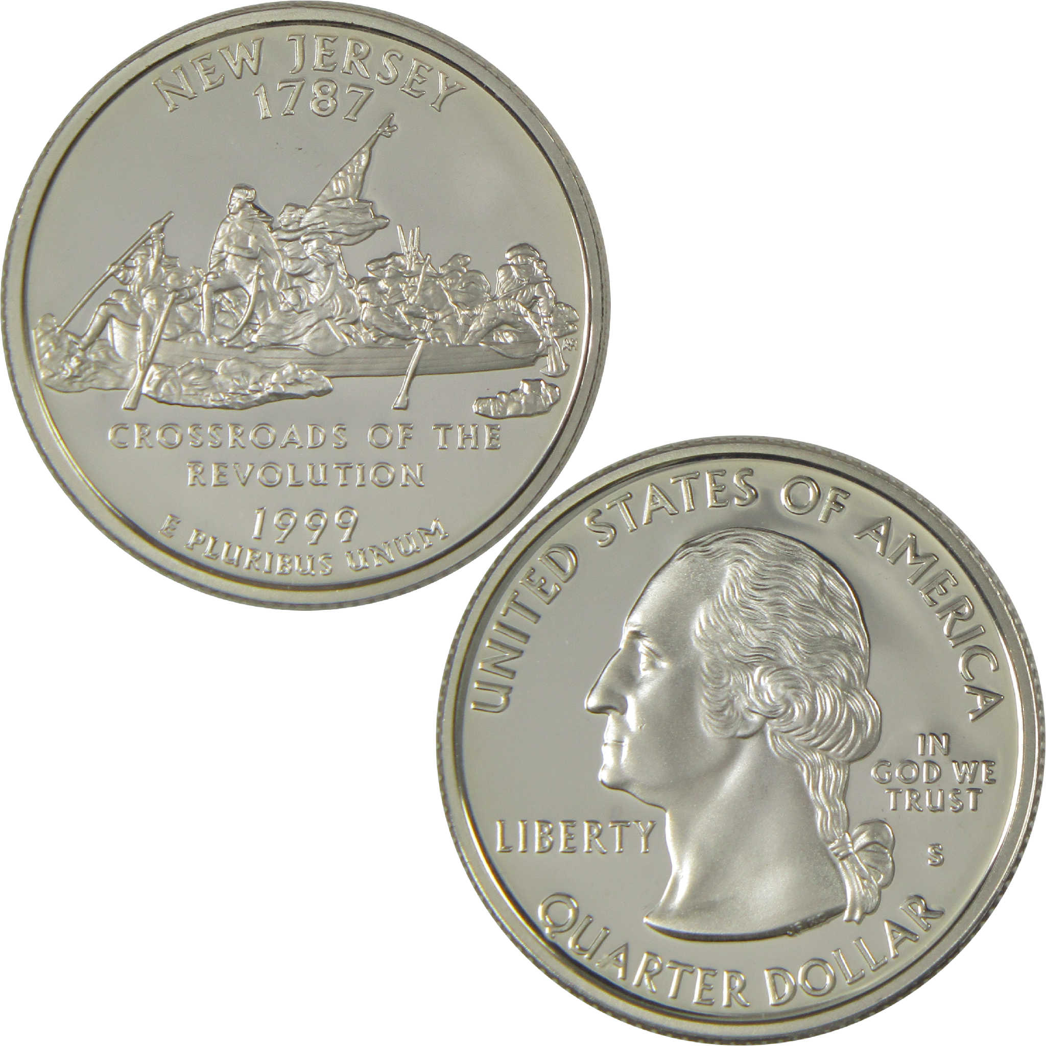 1999 S New Jersey State Quarter Choice Proof Silver 25c Coin