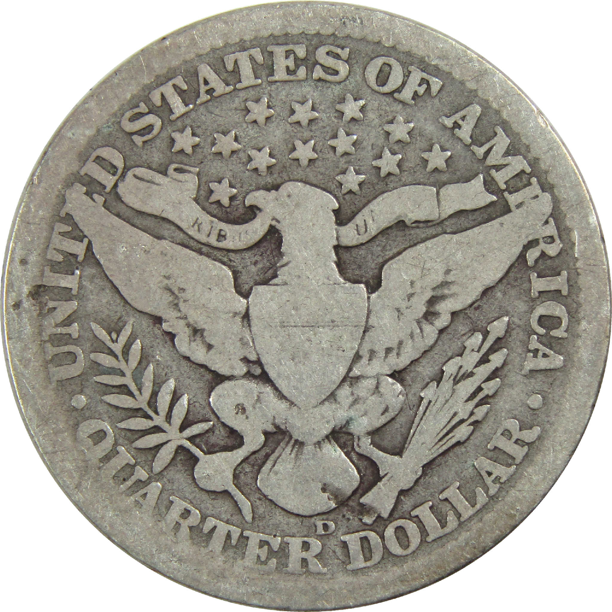 1909 D Barber Quarter G Good Silver 25c Coin SKU:I13193