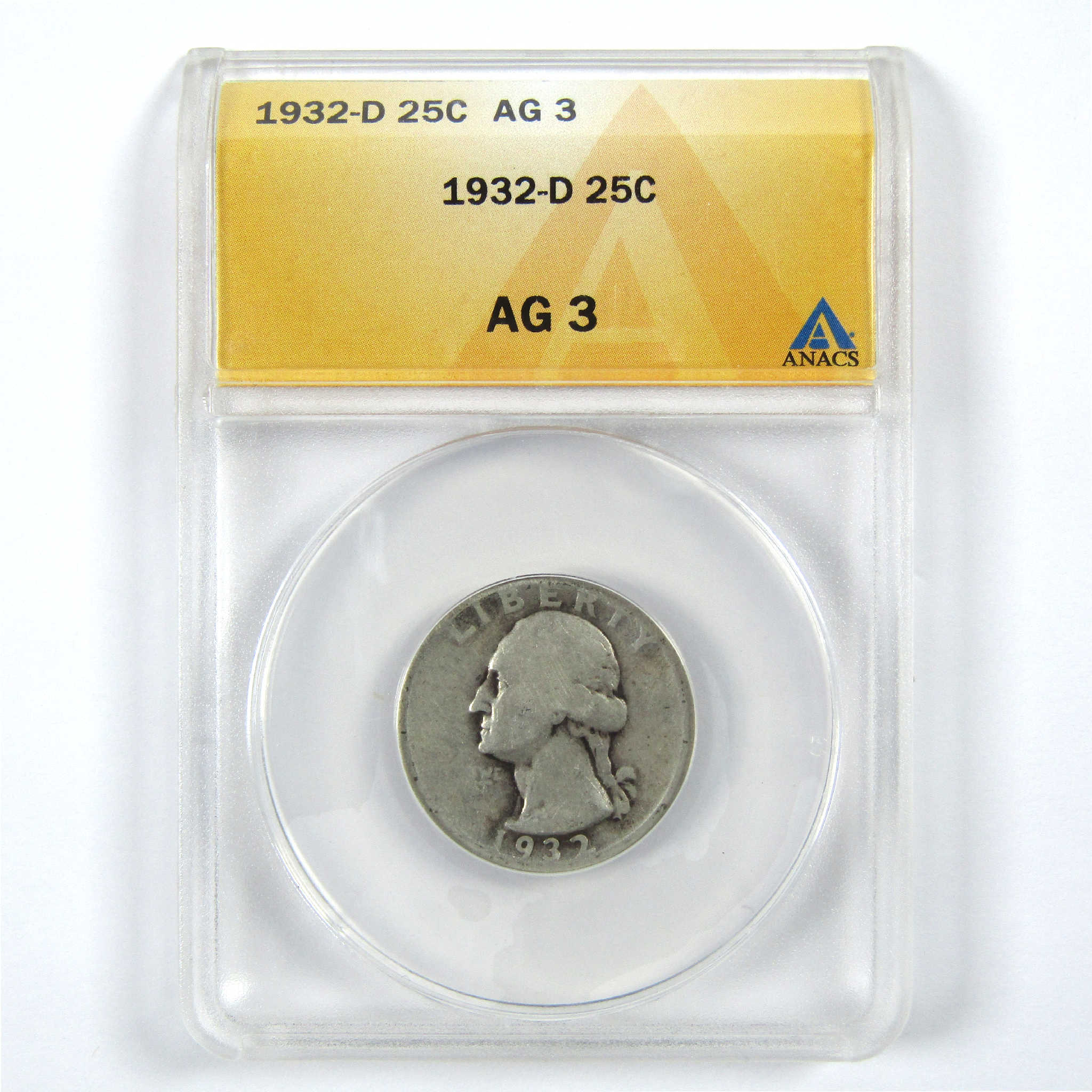 1932 D Washington Quarter AG 3 ANACS Silver 25c Coin SKU:I11921